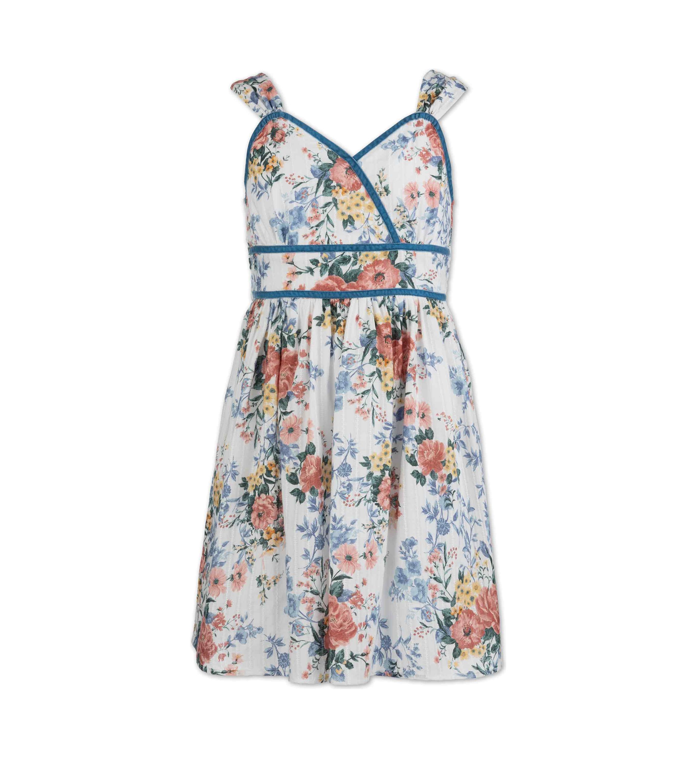 Girls 7-16 Faux Wrap Floral Dress with Ribbon