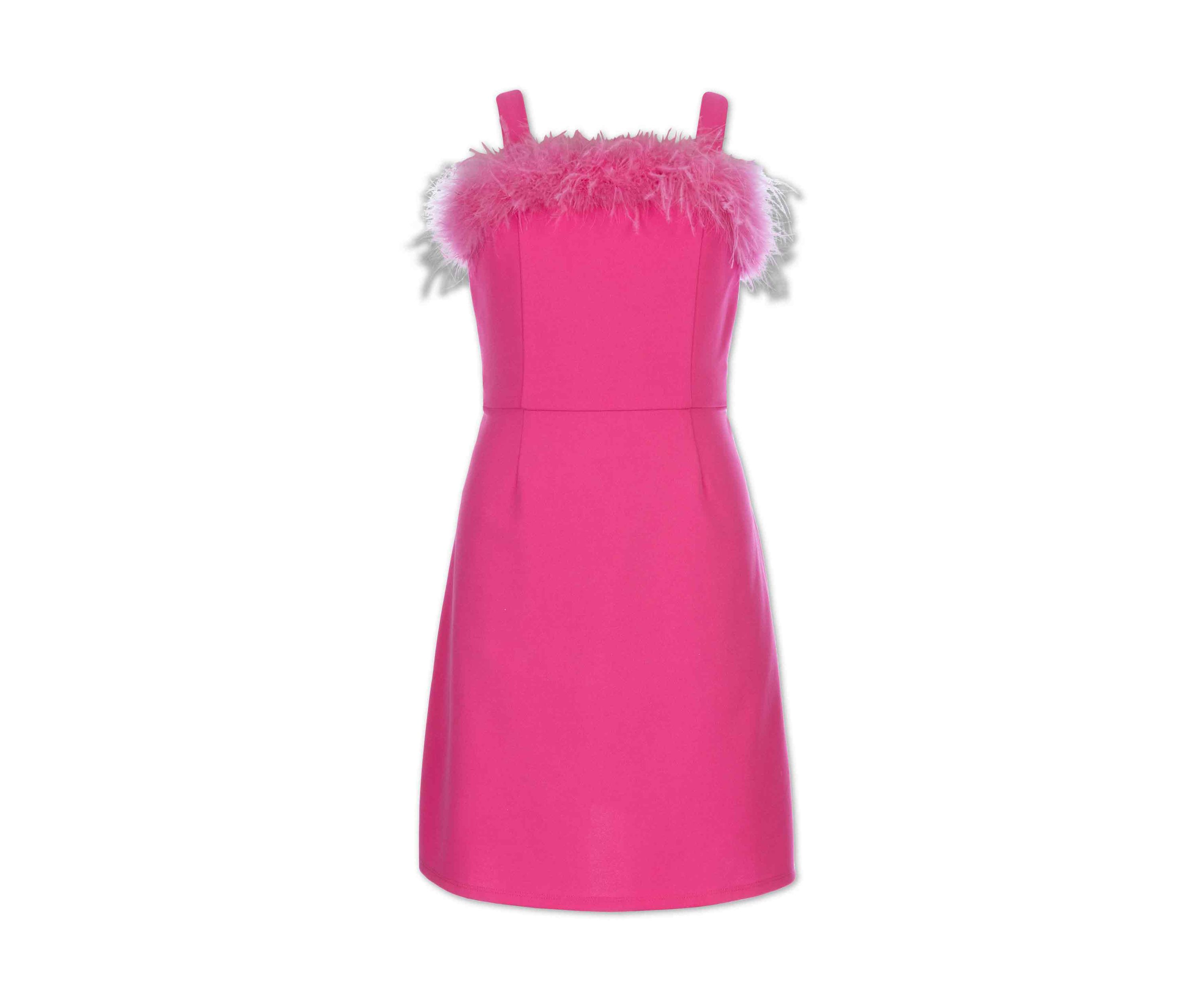 Girls 7-16 Scuba Crepe Feather Trim Dress