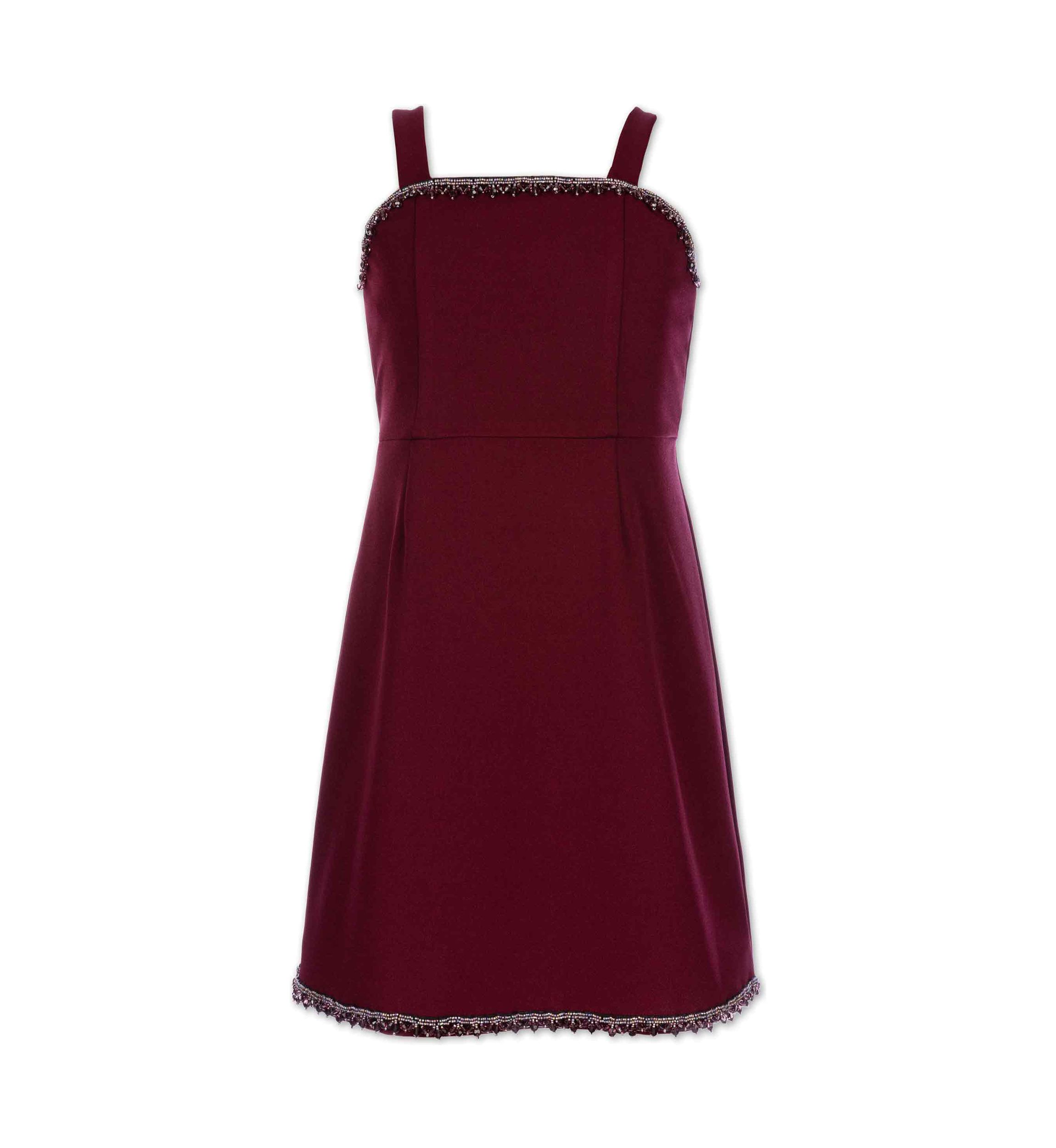 Girls 7-16 Sleeveless Scuba Crepe Dress with Bejeweled Details
