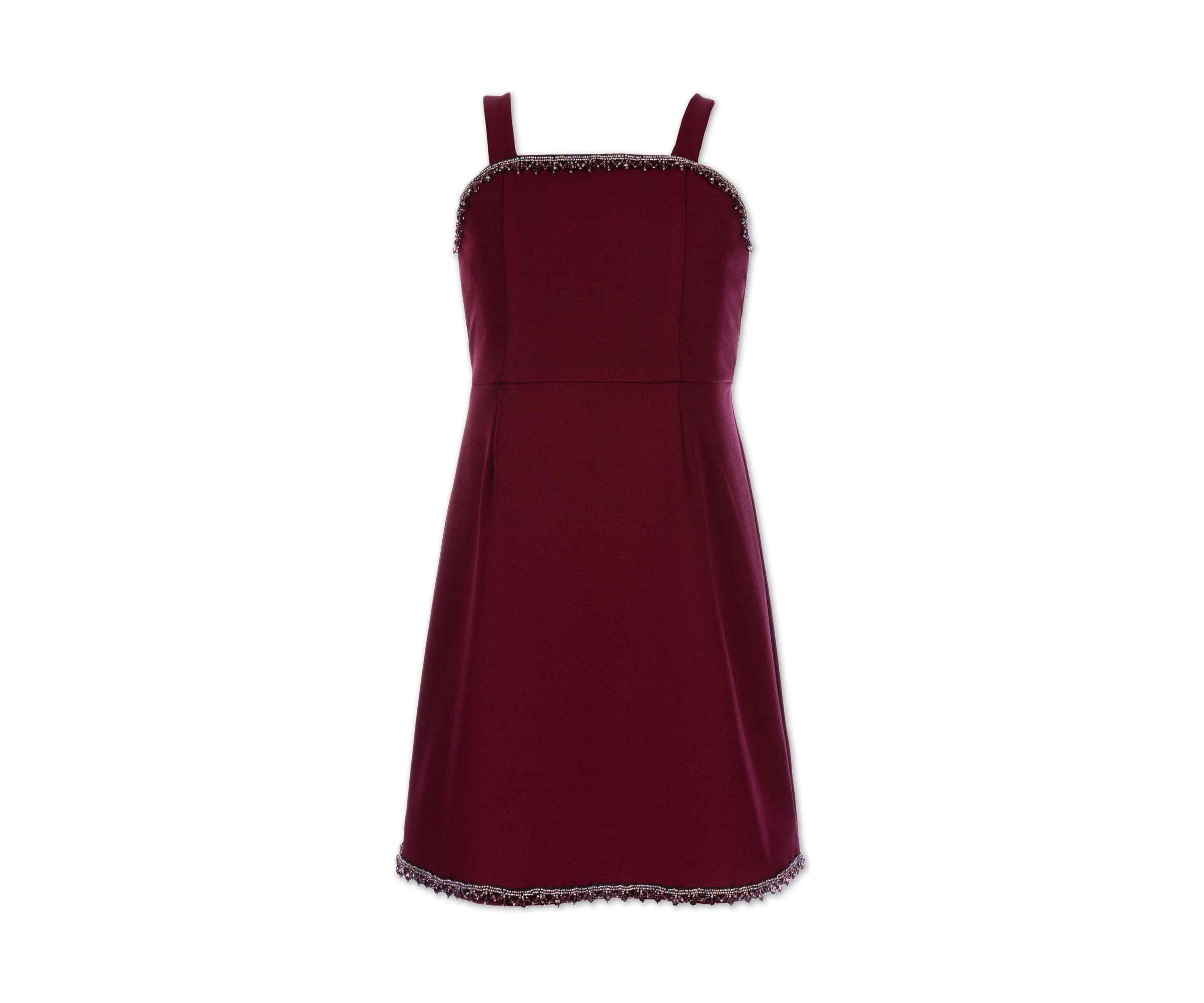 Girls 7-16 Sleeveless Scuba Crepe Dress with Bejeweled Details