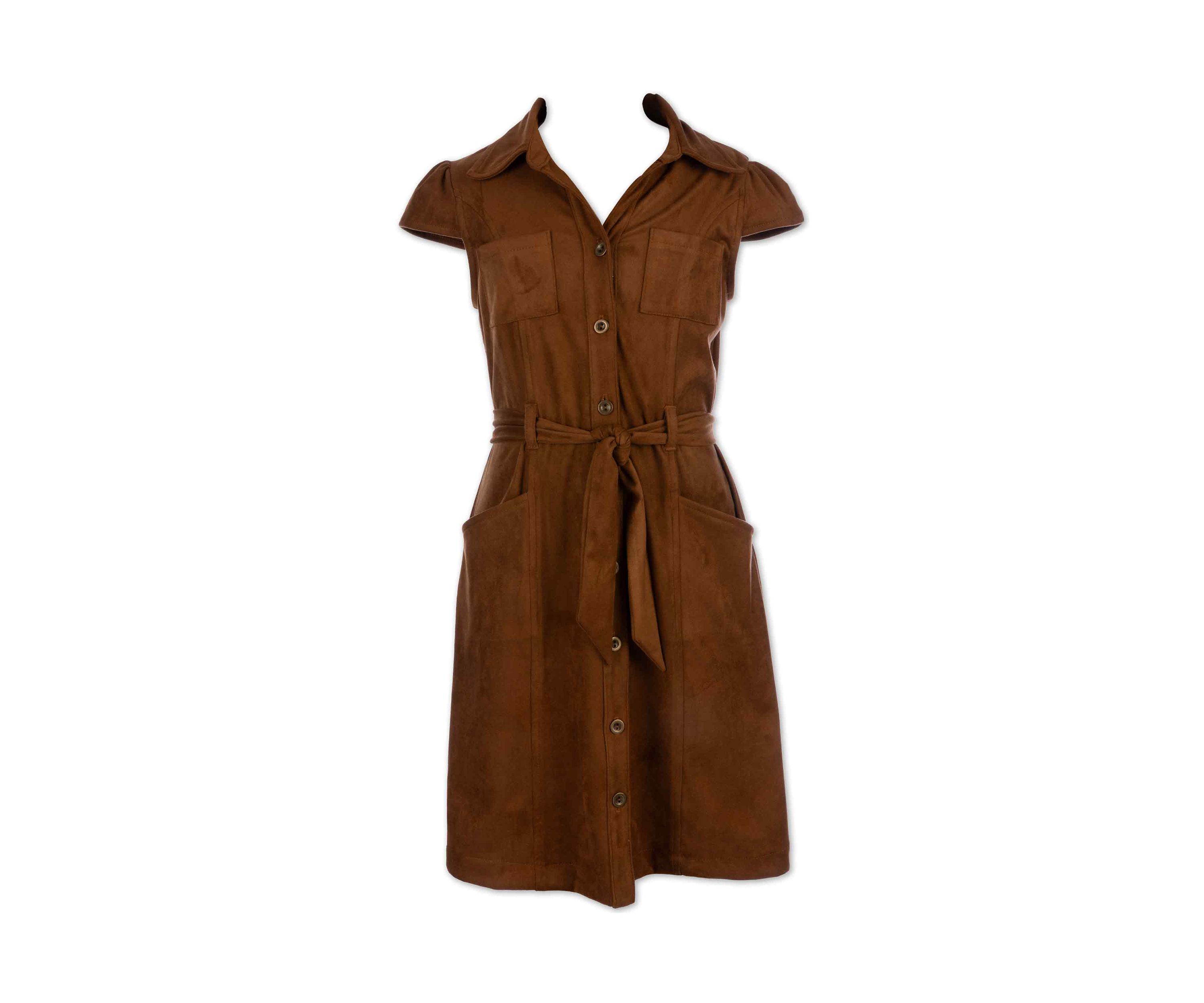 Girls 7-16 Knee Length Button Front Dress