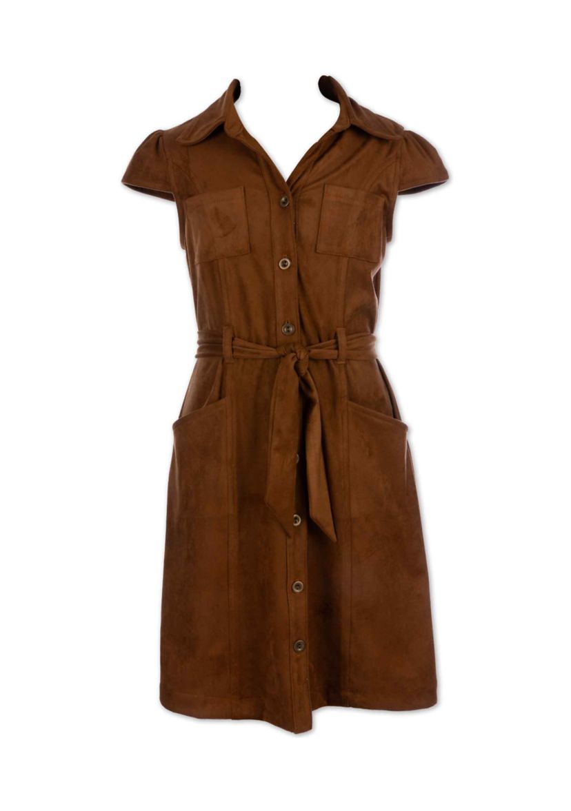 Girls 7-16 Knee Length Button Front Dress