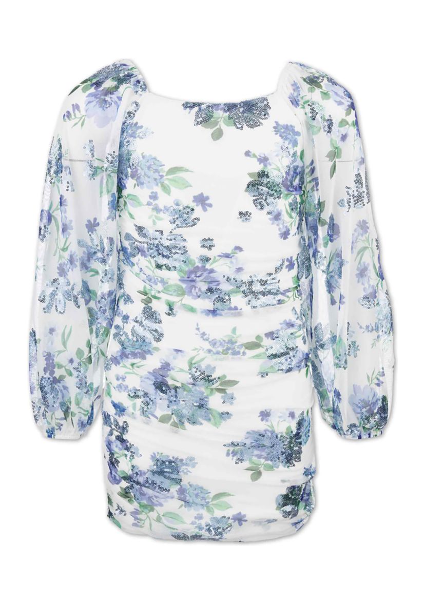 Girls 7-16 Printed Sequin Dress