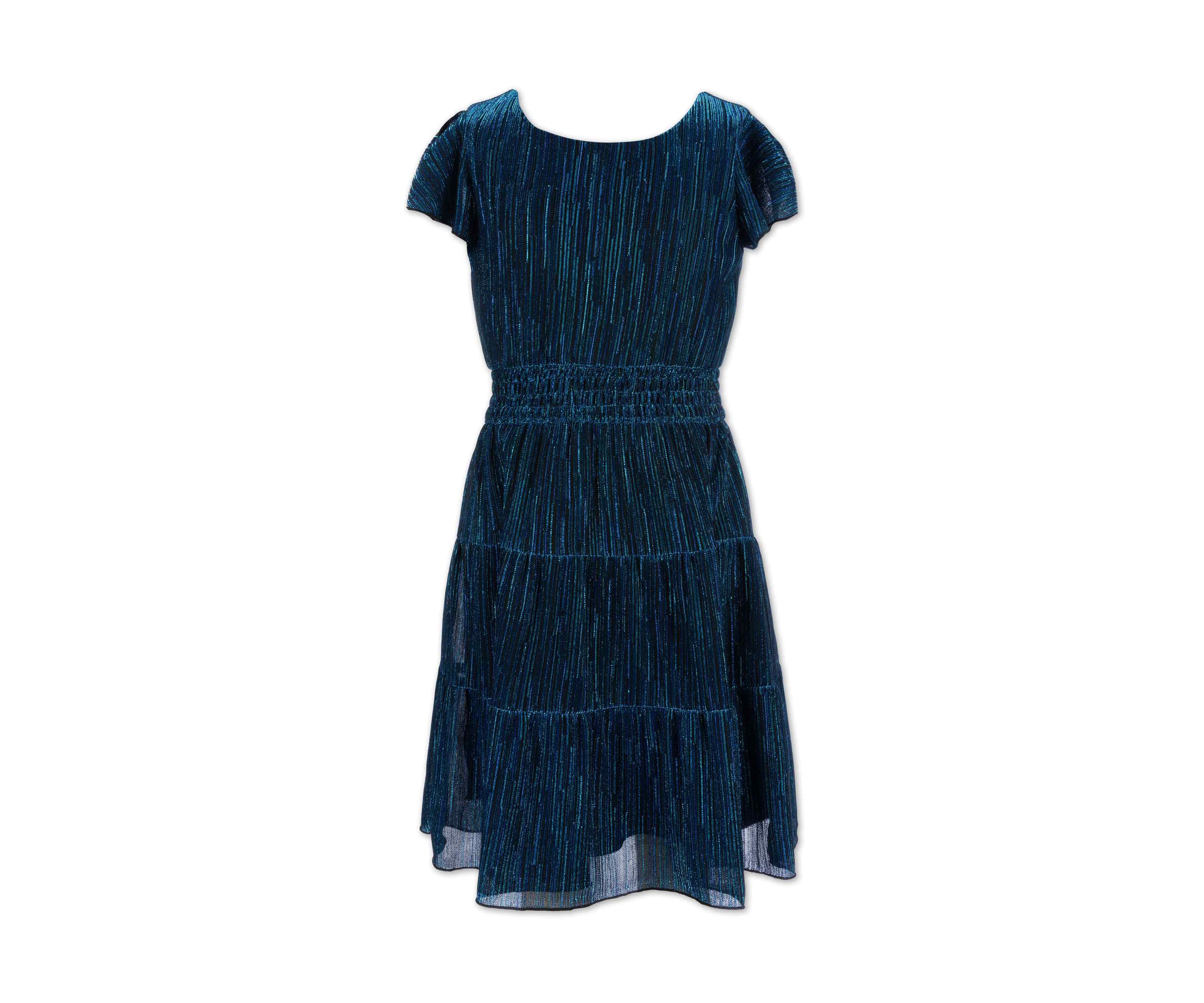 Girls 7-16 Metallic Knit Flutter Sleeve Dress