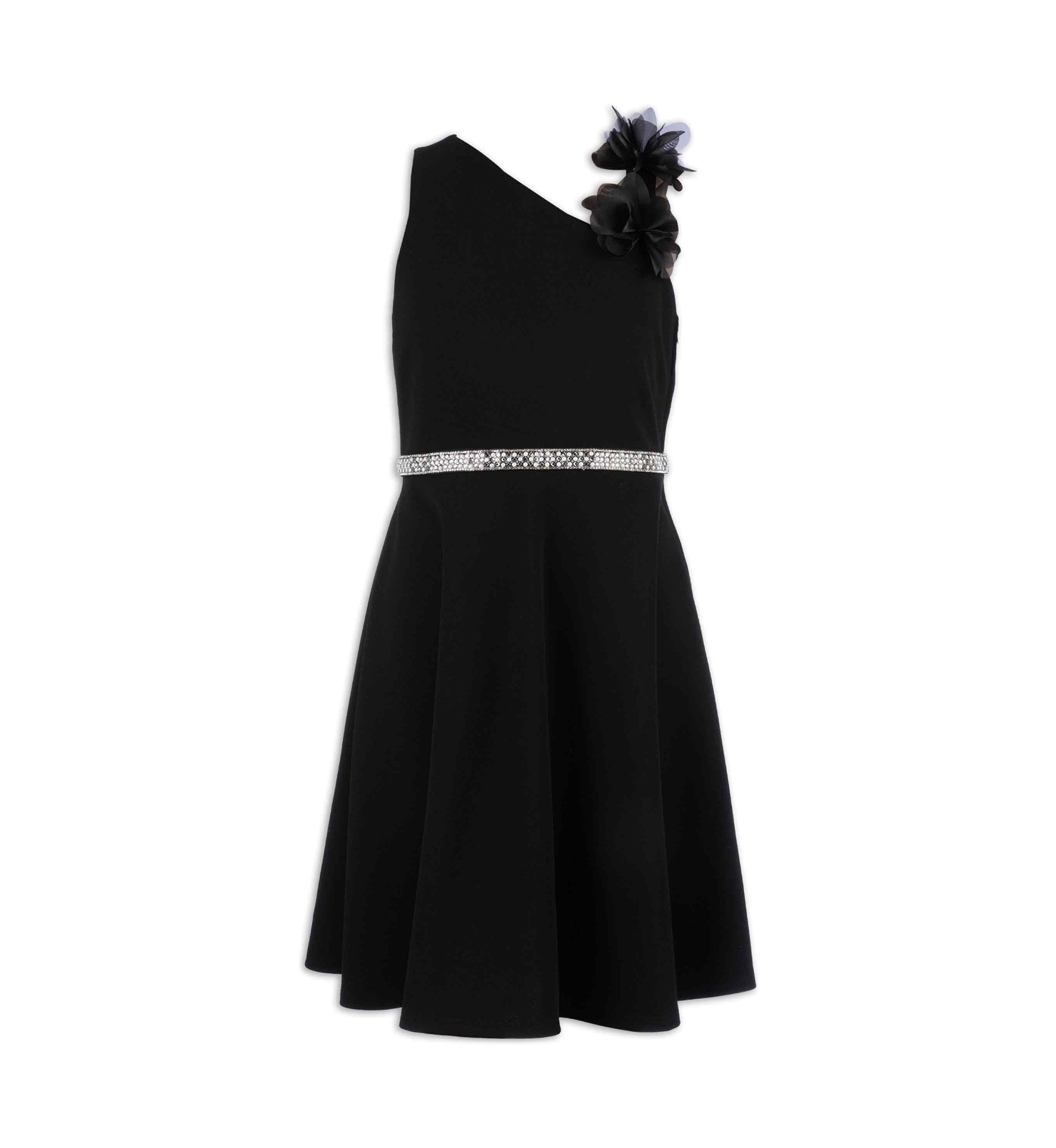 Girls 7-16 Soutache Shoulder Trim Scuba Dress