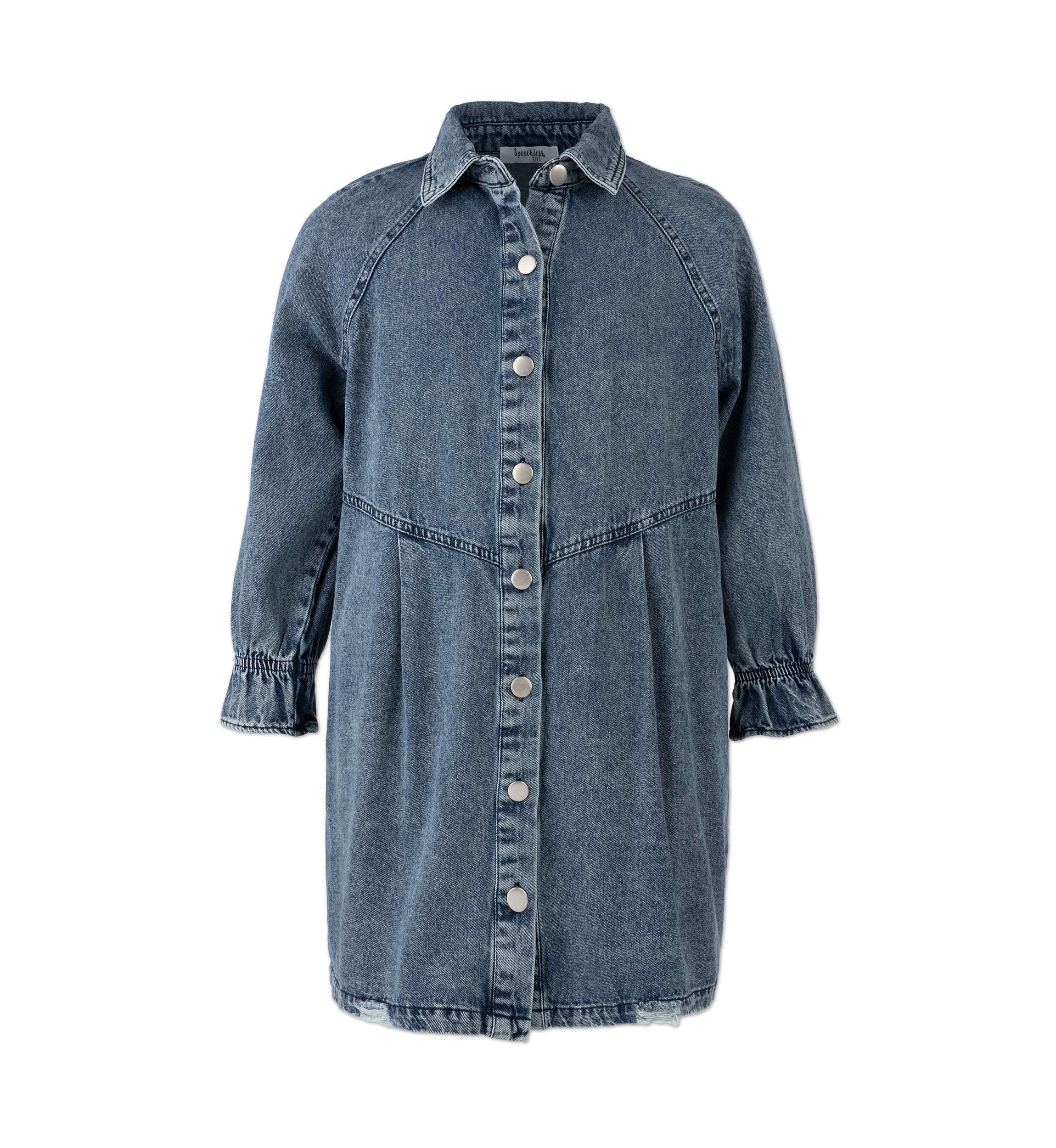Girls 7-16 Long Sleeve Denim Dress