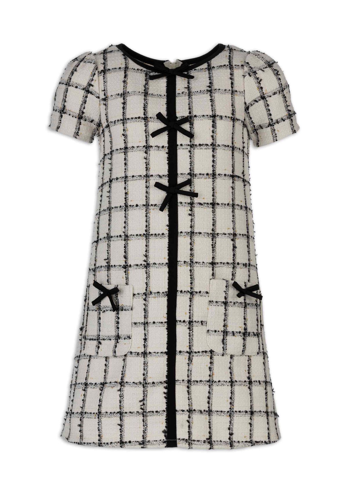 Girls 7-16 Windowpane Printed Bouclé Dress