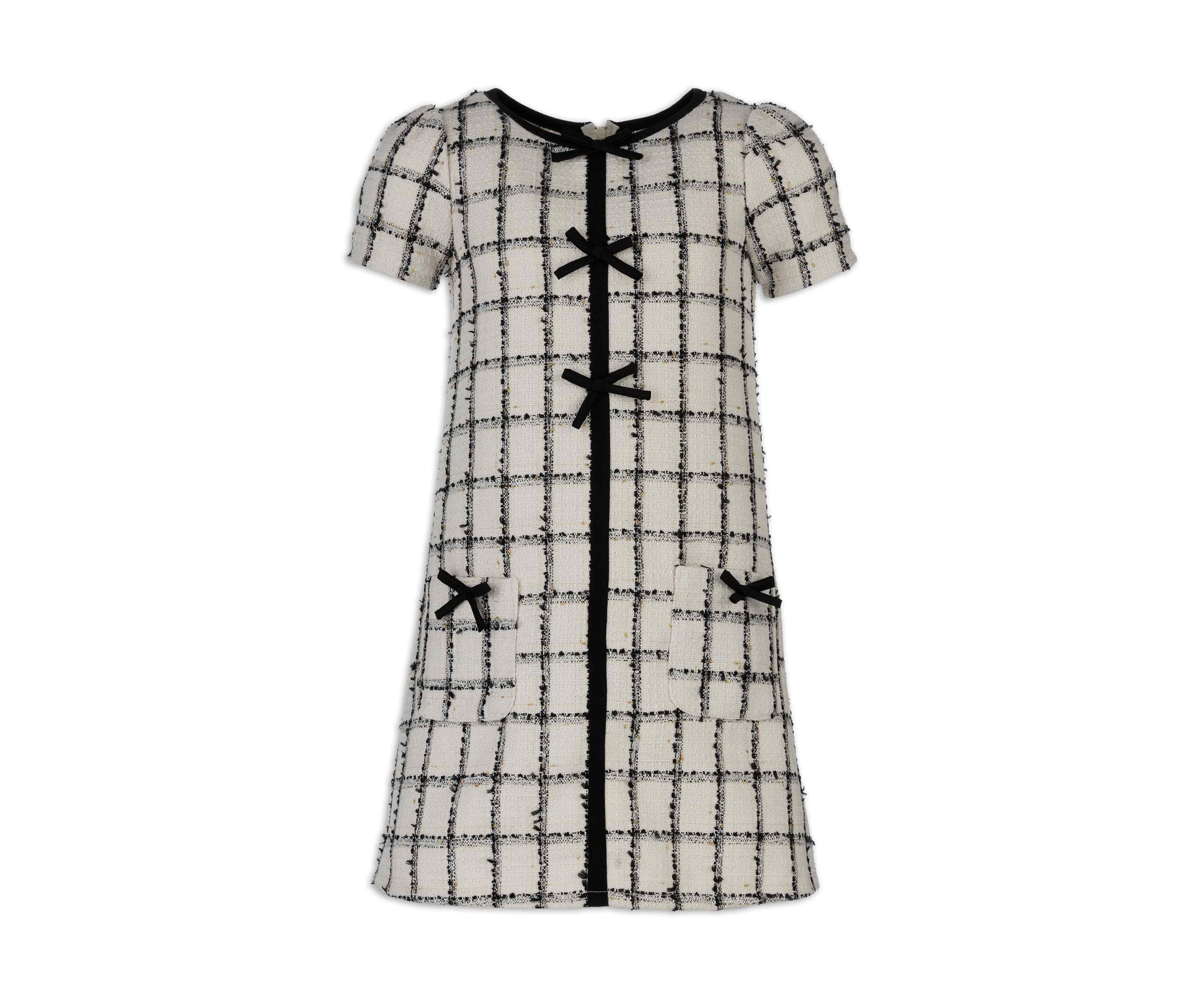 Girls 7-16 Windowpane Printed Bouclé Dress