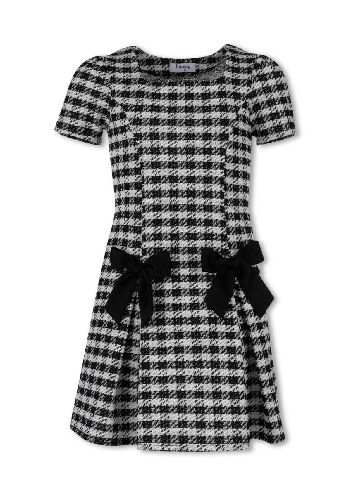 Girls 7-16 Checkered Velvet Bow Dress