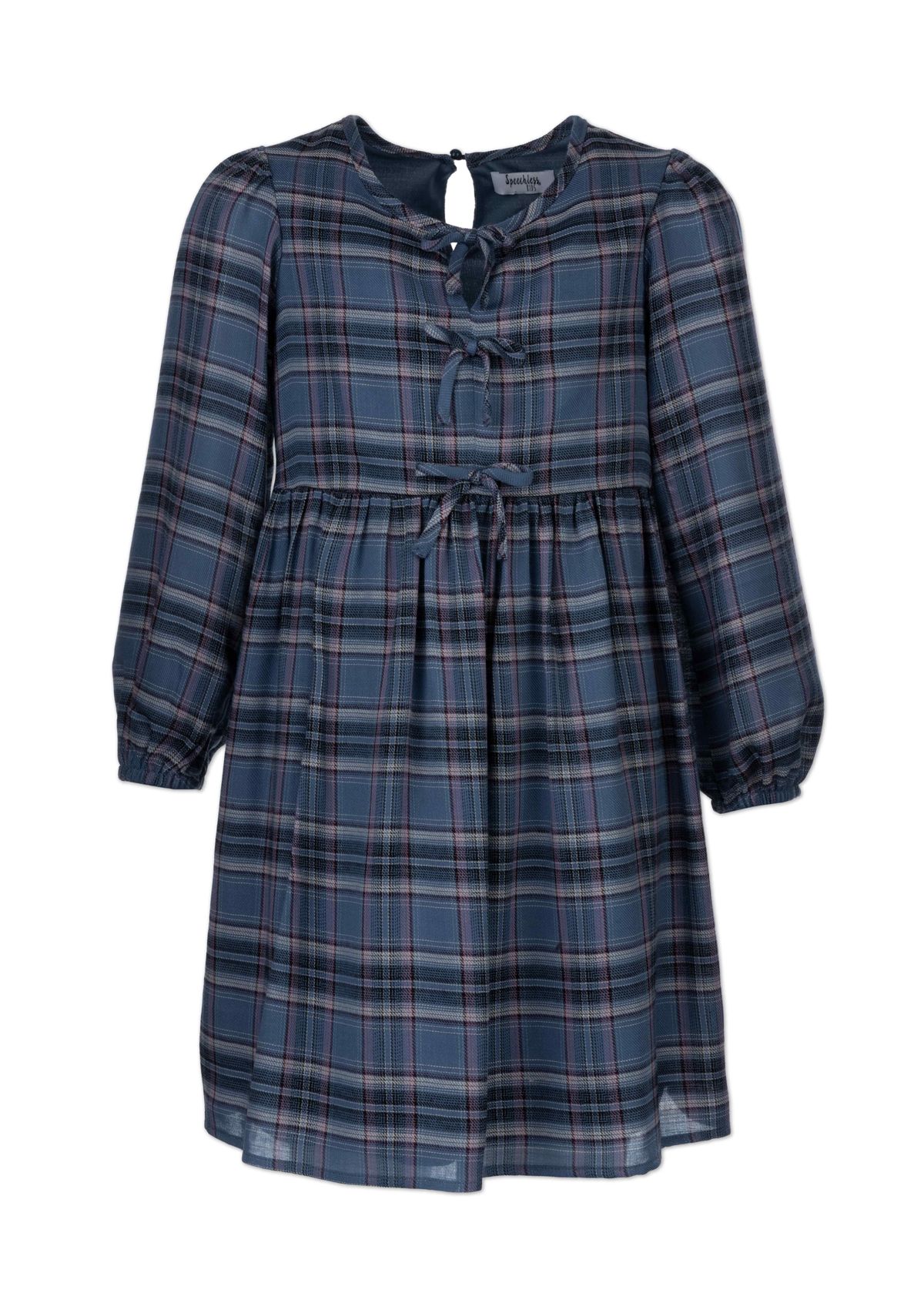Girls 7-16 Plaid Printed Bow Front Dress