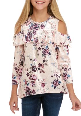 floral cold shoulder top