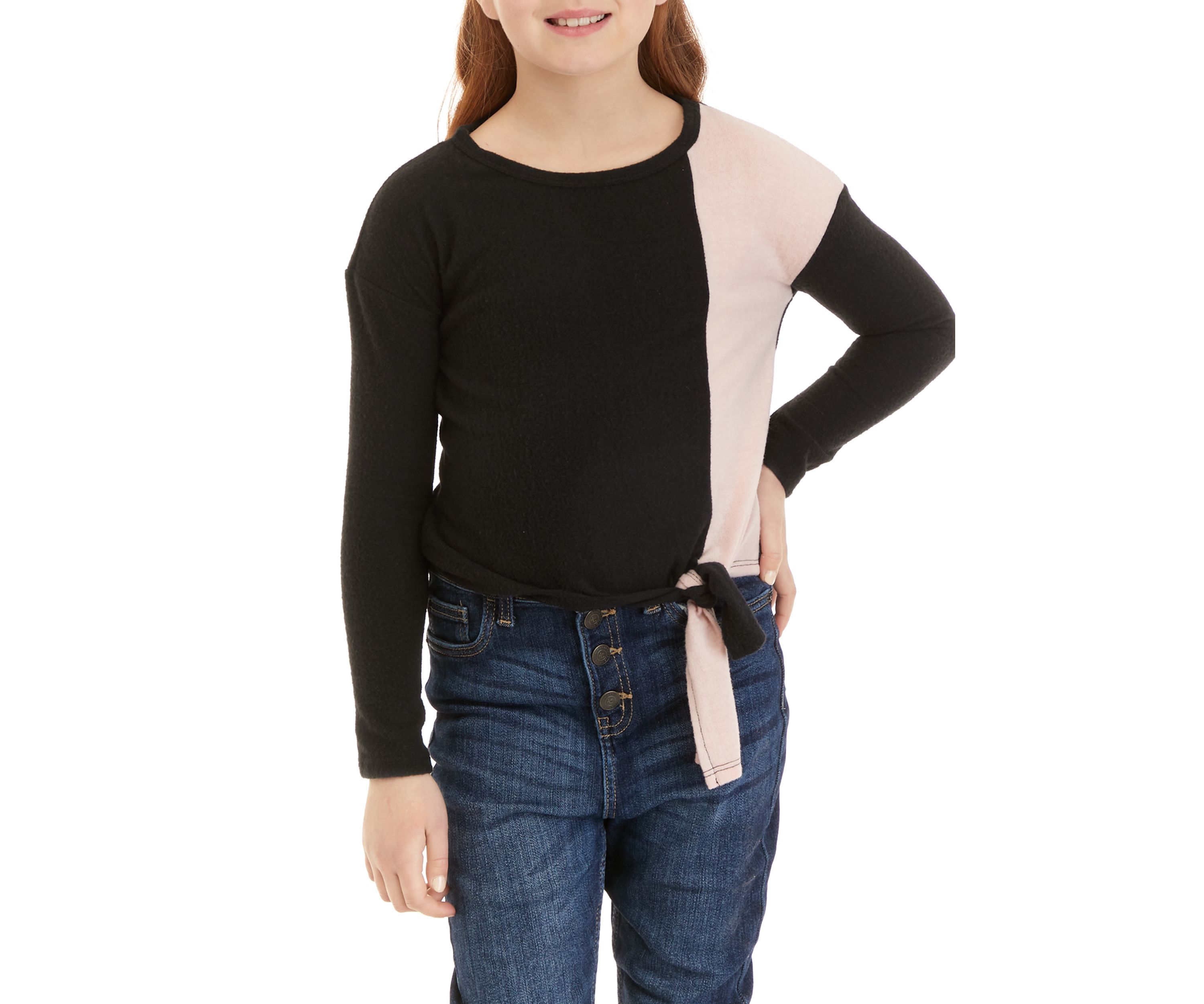 Girls 7-16 Long Sleeve Tie Front Top