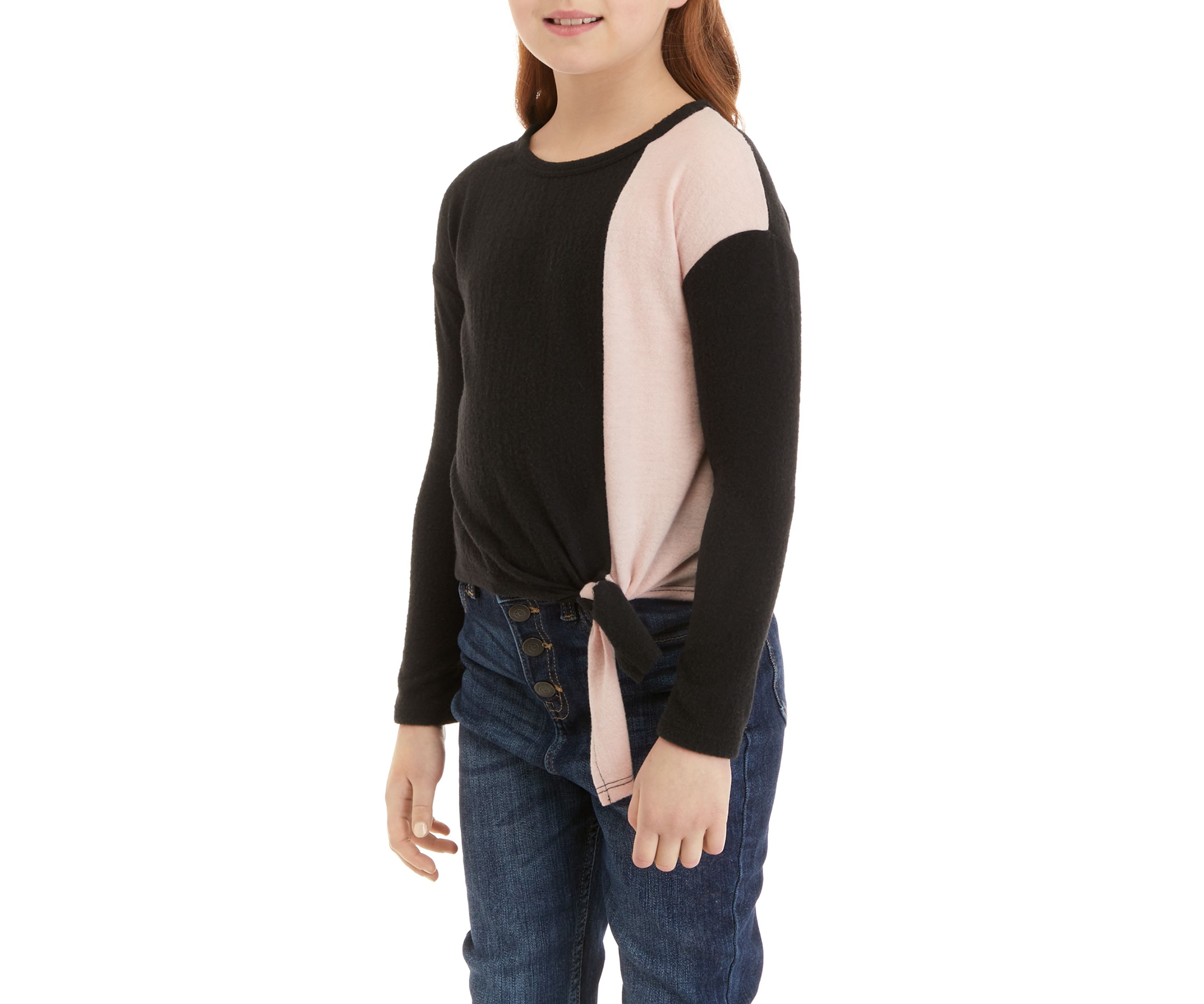 Girls 7-16 Long Sleeve Tie Front Top