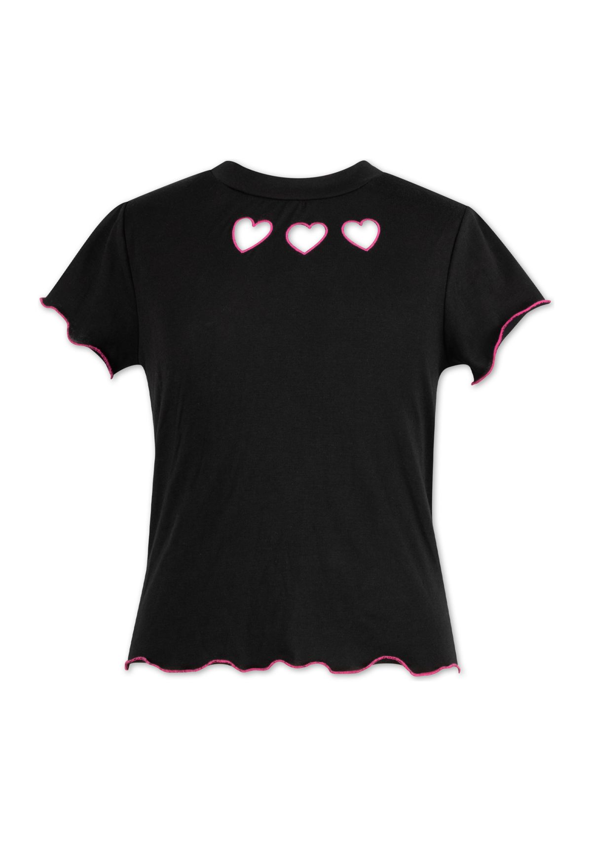 Girls 7-16 Laser Cut Heart Graphic Short Sleeve T-Shirt