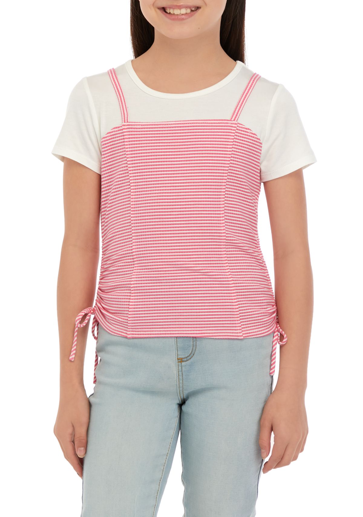 Girls 7-16 Striped Tank Over T-Shirt