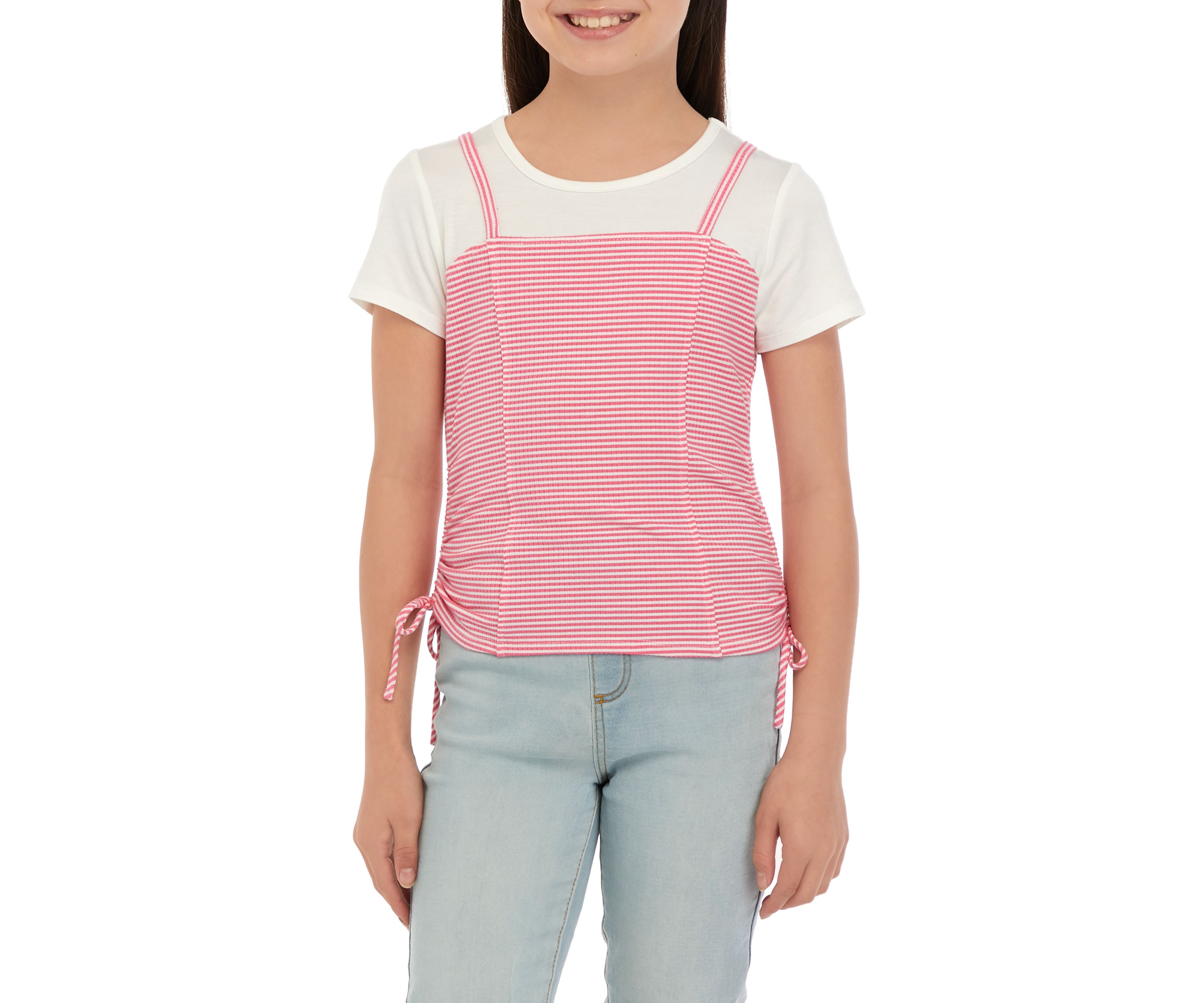Girls 7-16 Striped Tank Over T-Shirt