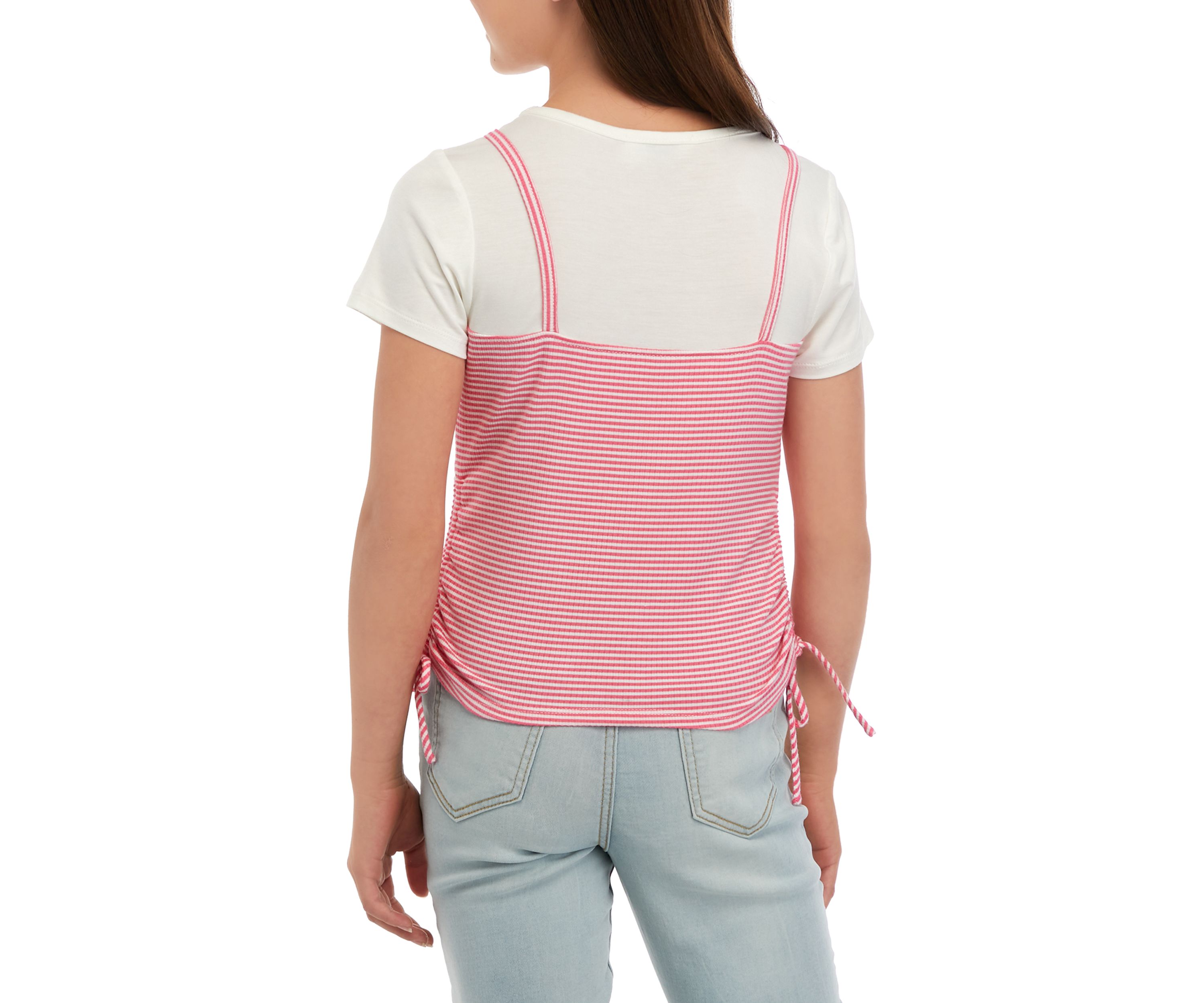 Girls 7-16 Striped Tank Over T-Shirt