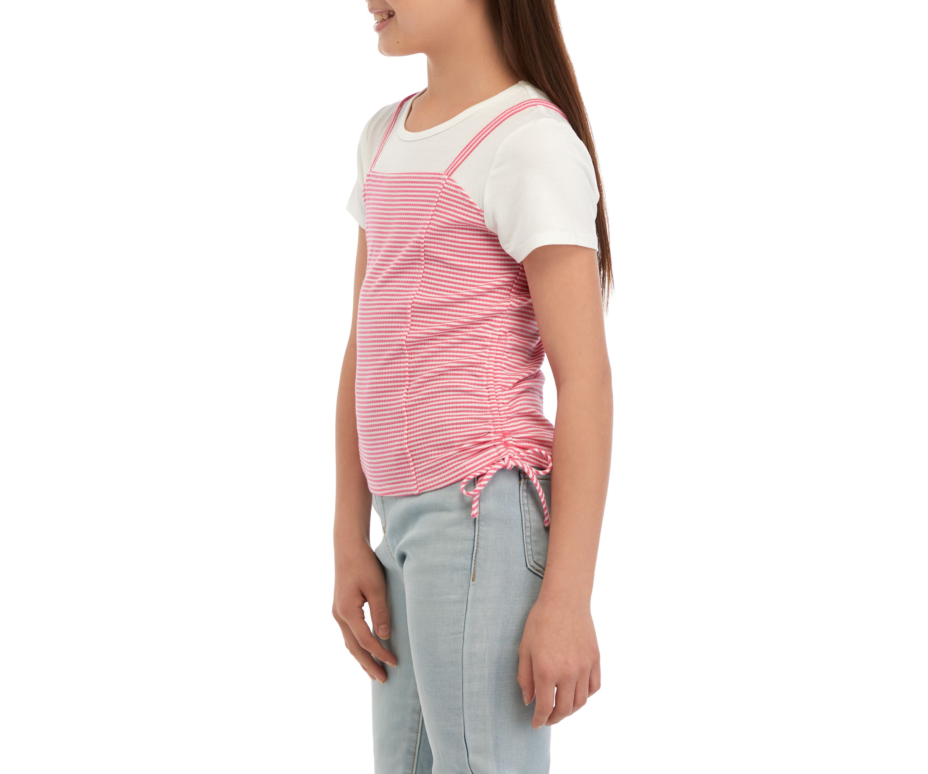Girls 7-16 Striped Tank Over T-Shirt