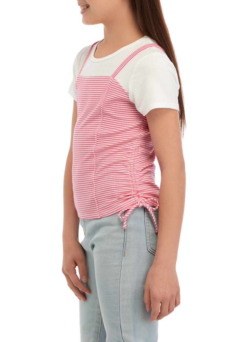 Girls 7-16 Striped Tank Over T-Shirt