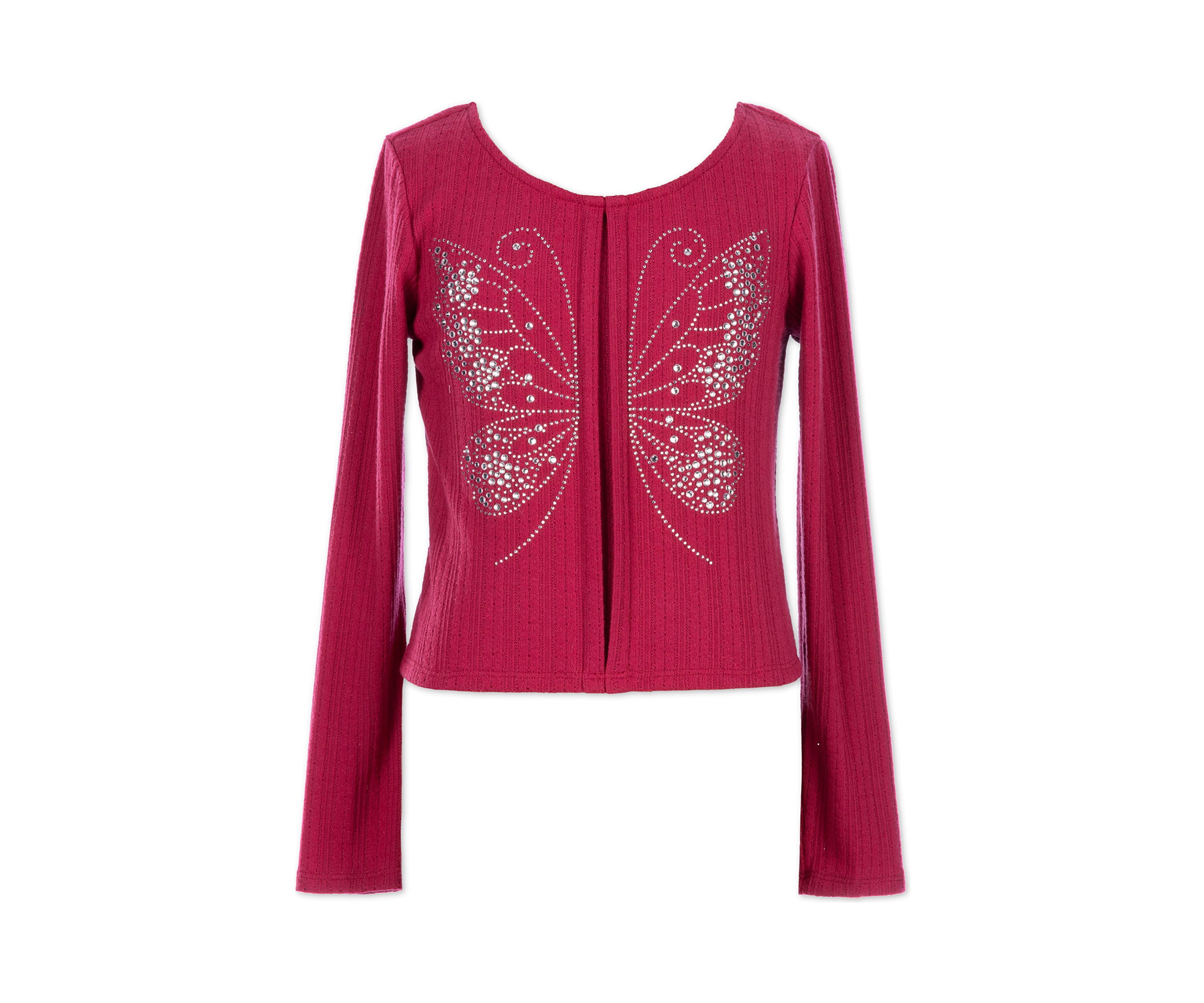 Girls 7-16 Butterfly Rhinestone Top