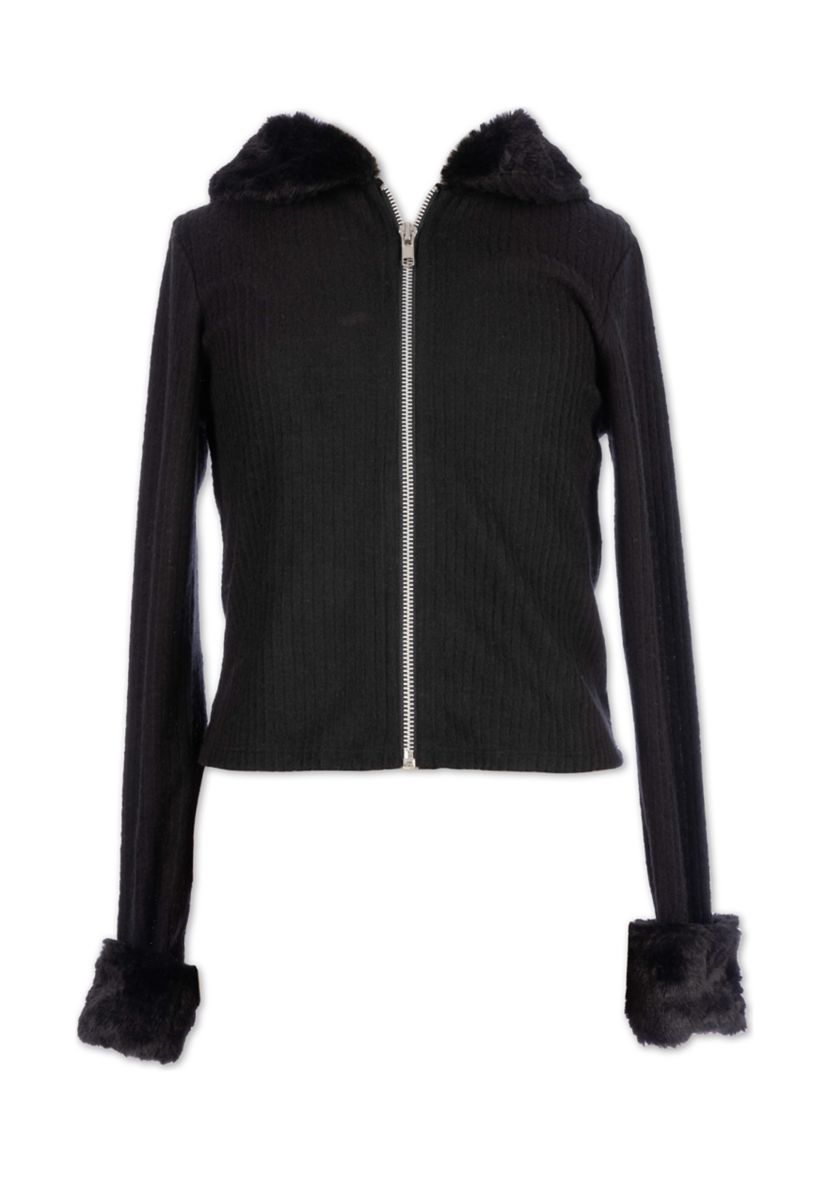 Girls 7-16 Fleece Cuff Zip Top
