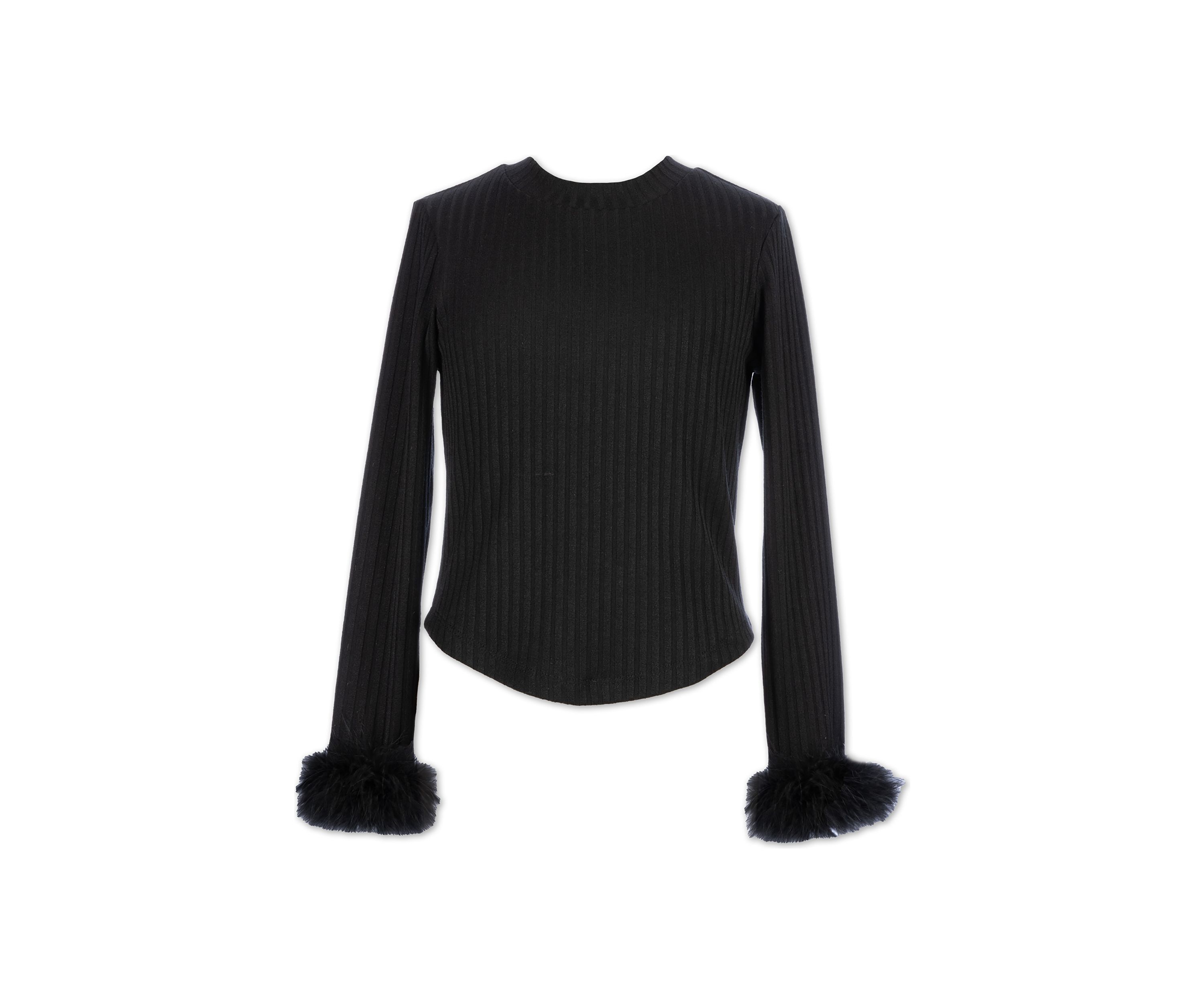 Girls 7-16 Feather Cuff Knit Top