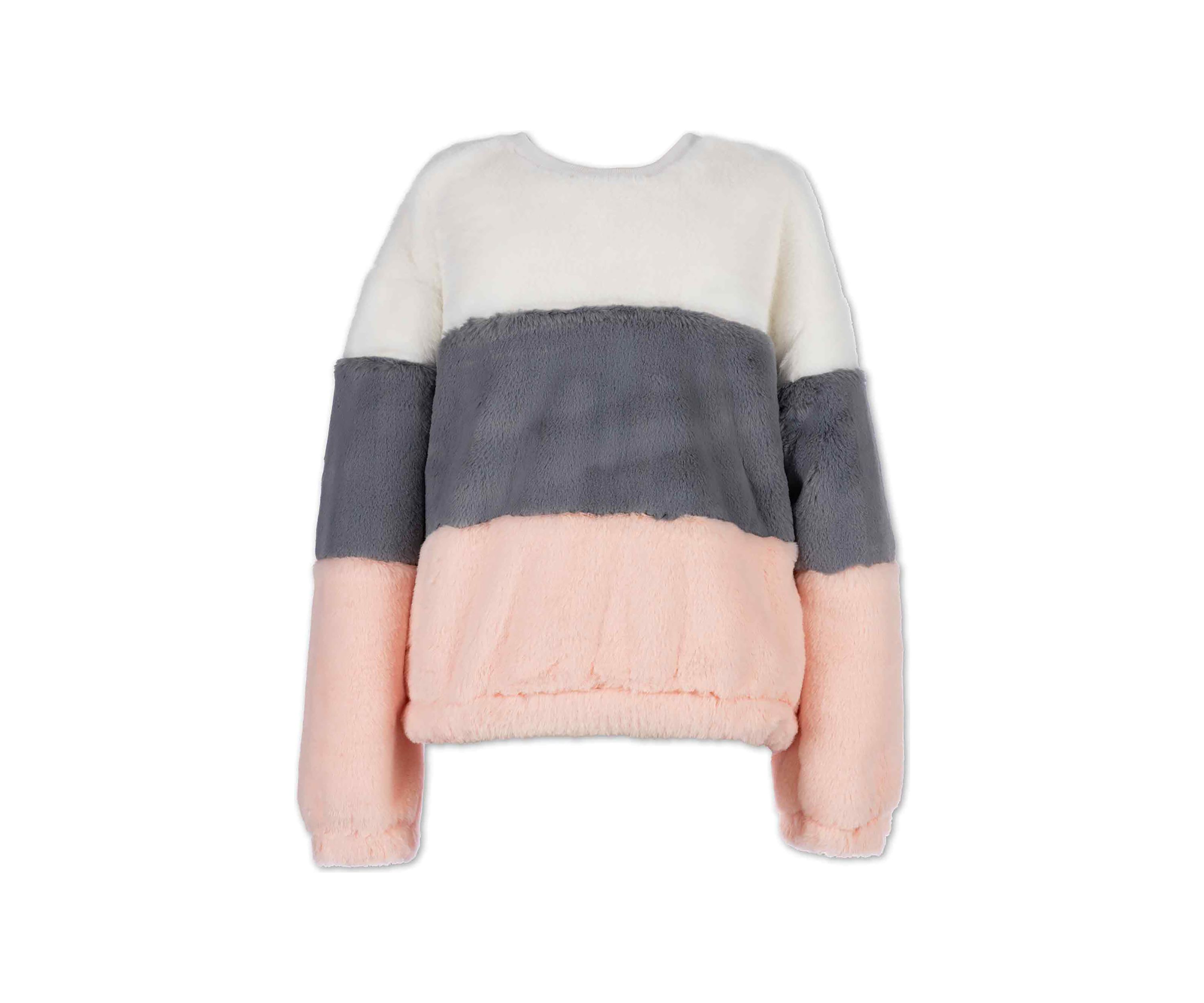 Girls 4-6x Color Blocked Fur Sweater