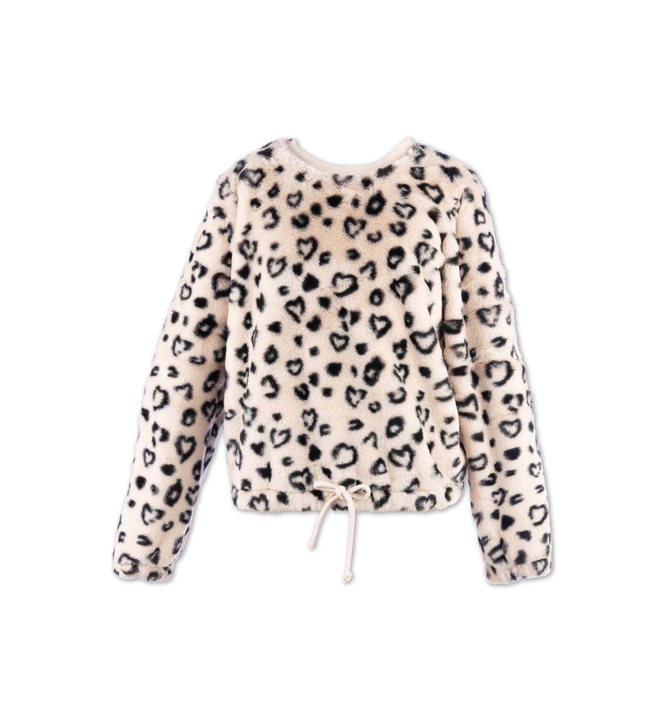 Girls 4-6x Leopard Hearts Fur Printed Sweater