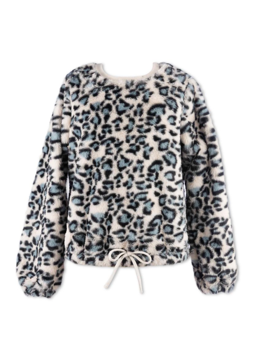 Girls 7-16 Animal Print Sherpa Pullover
