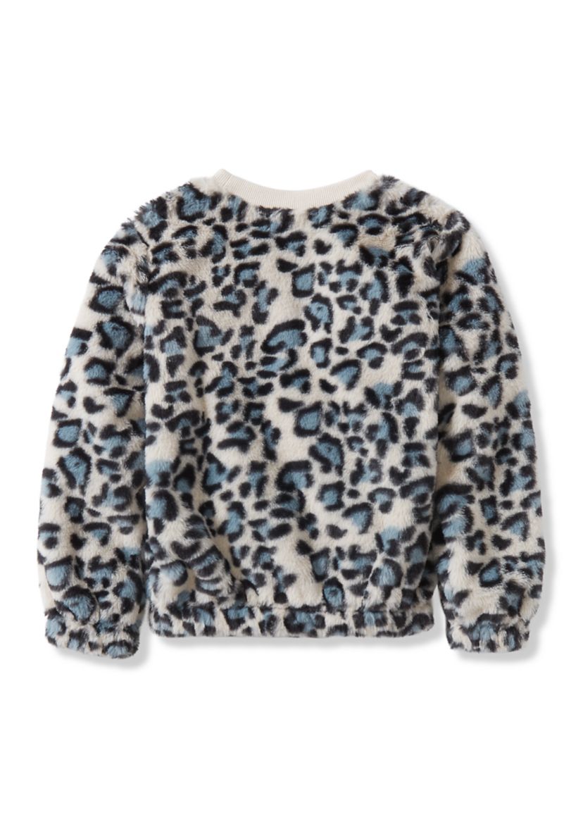 Girls 7-16 Animal Print Sherpa Pullover
