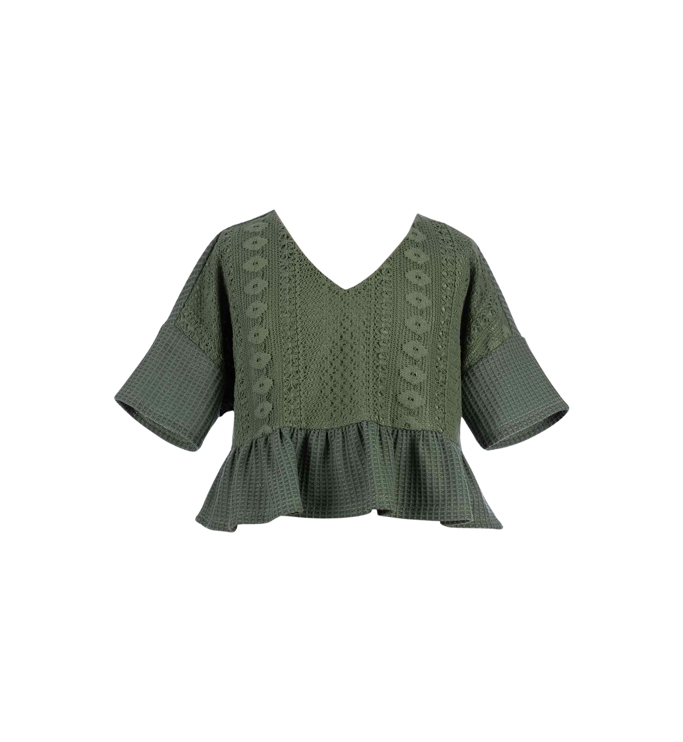 Girls 7-16 Crochet Knit Peplum Top