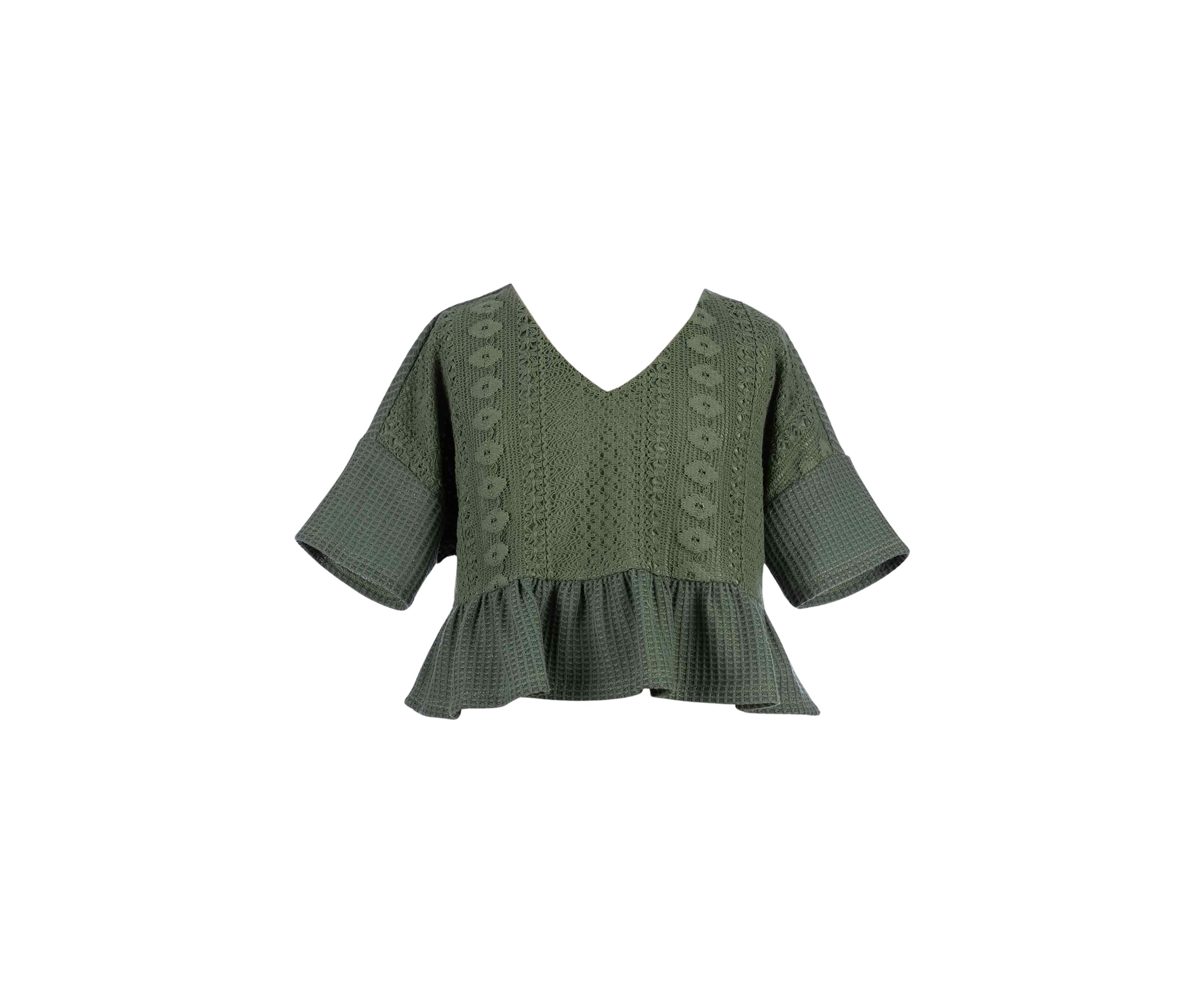 Girls 7-16 Crochet Knit Peplum Top