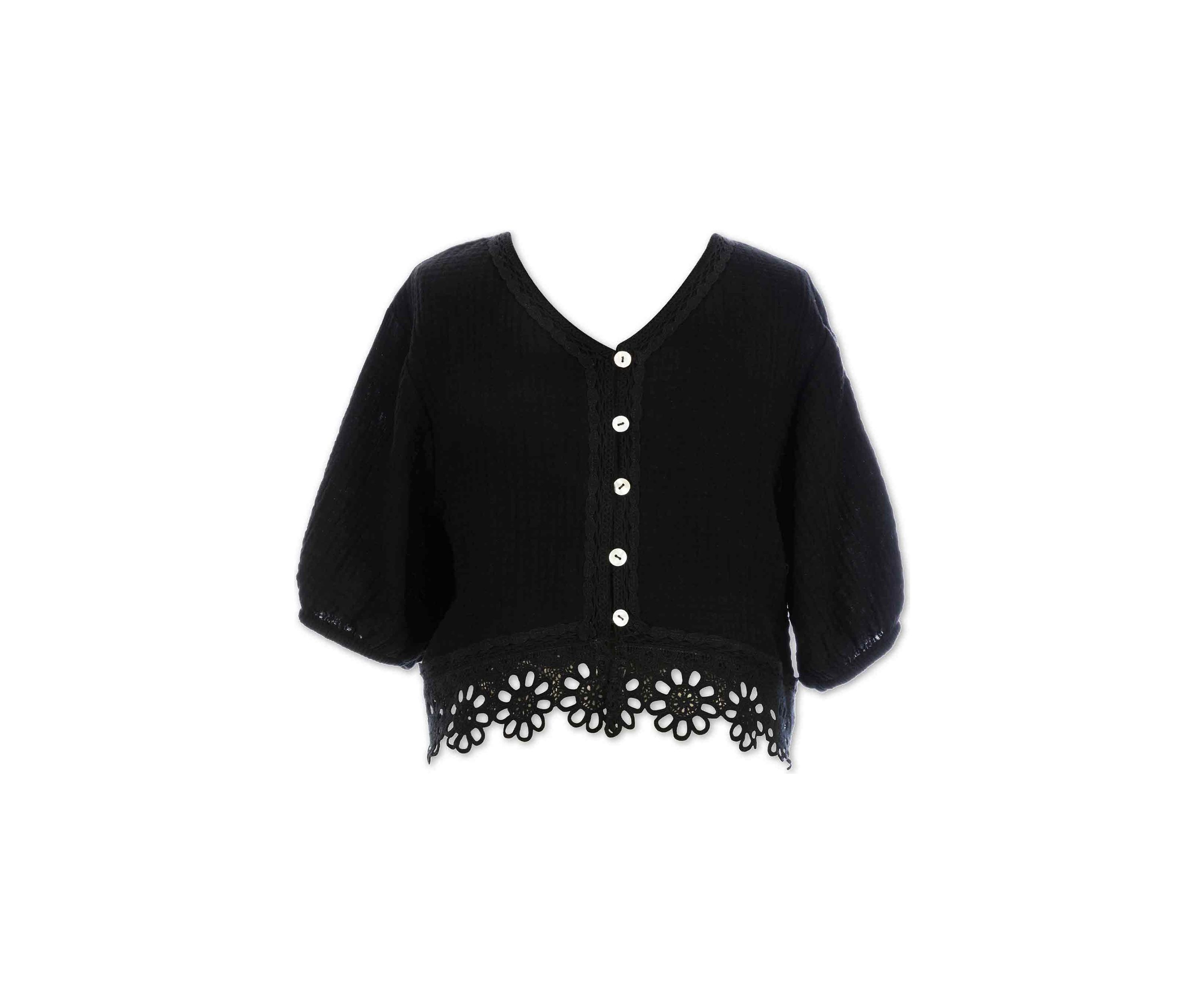 Girls 7-16 Daisy Crochet Hem Top