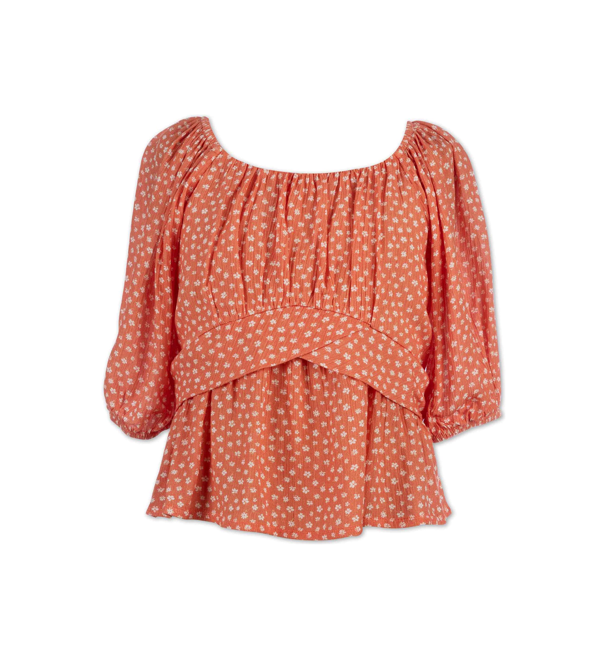 Girls 7-16 Ditsy Floral Printed Tie Back Top