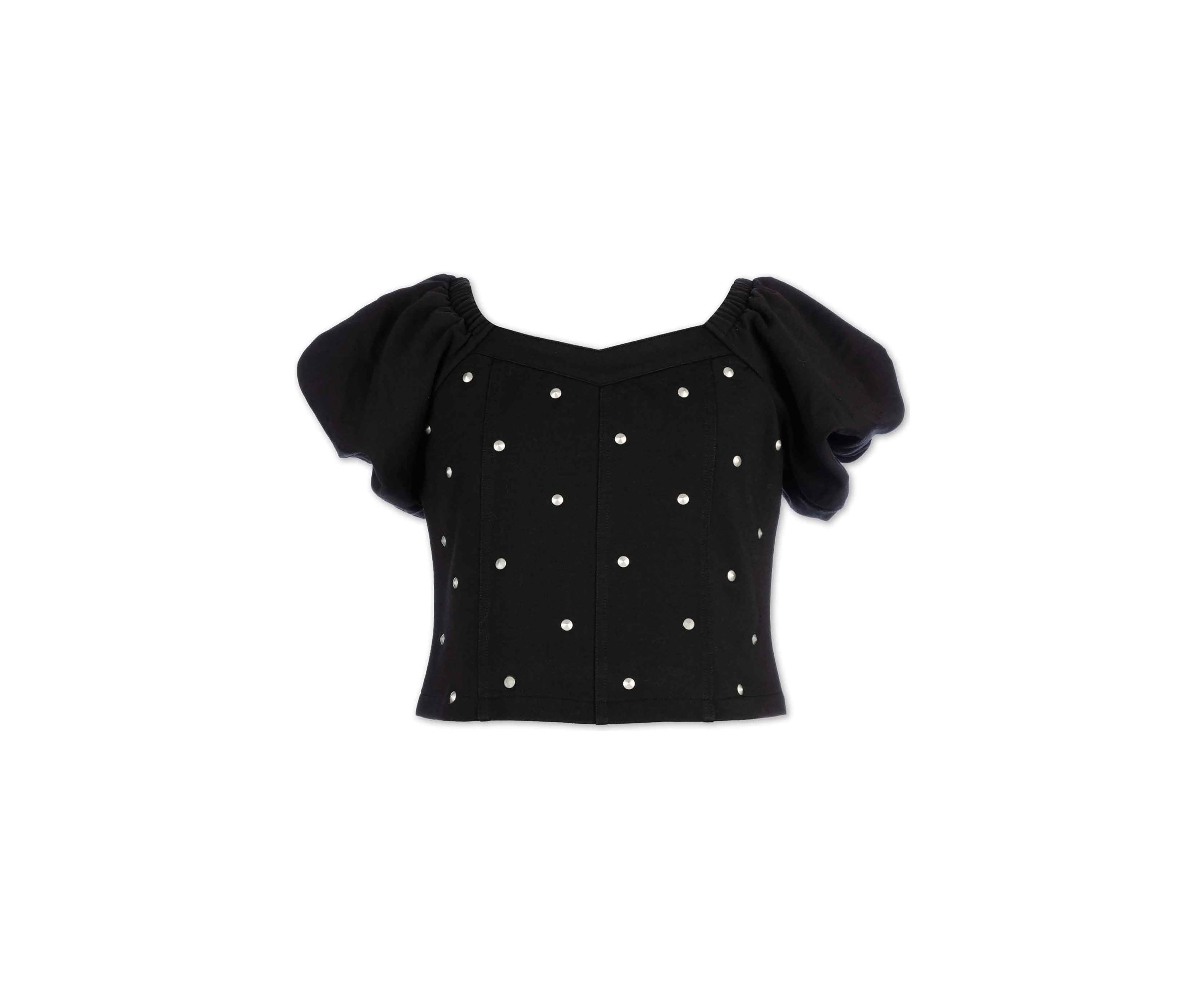 Girls 7-16 Stretch Dot Printed Top