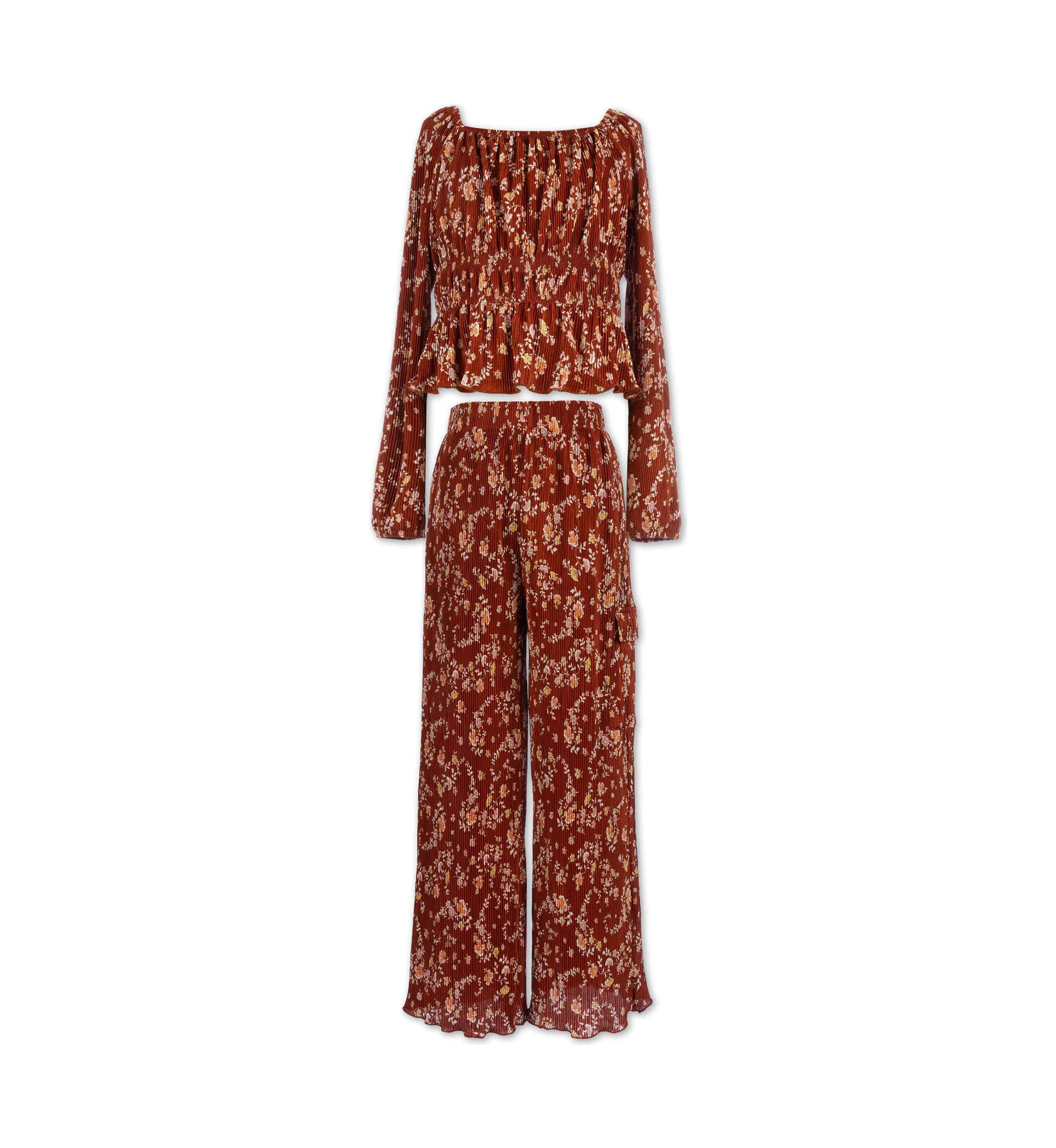 Girls 7-16 Printed Two Piece Plisse Set