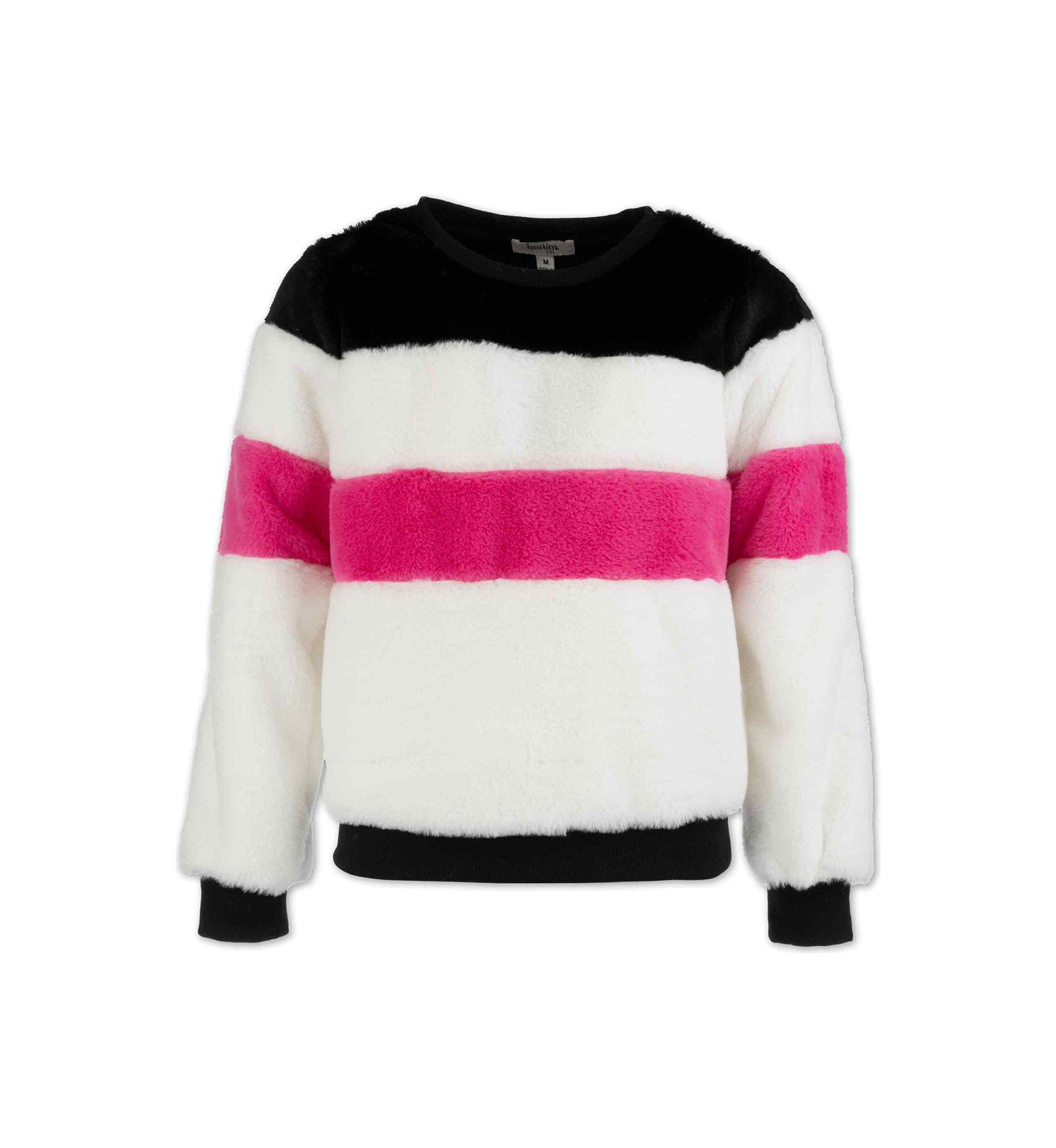 Girls 7-16 Color Blocked Fur Sweater