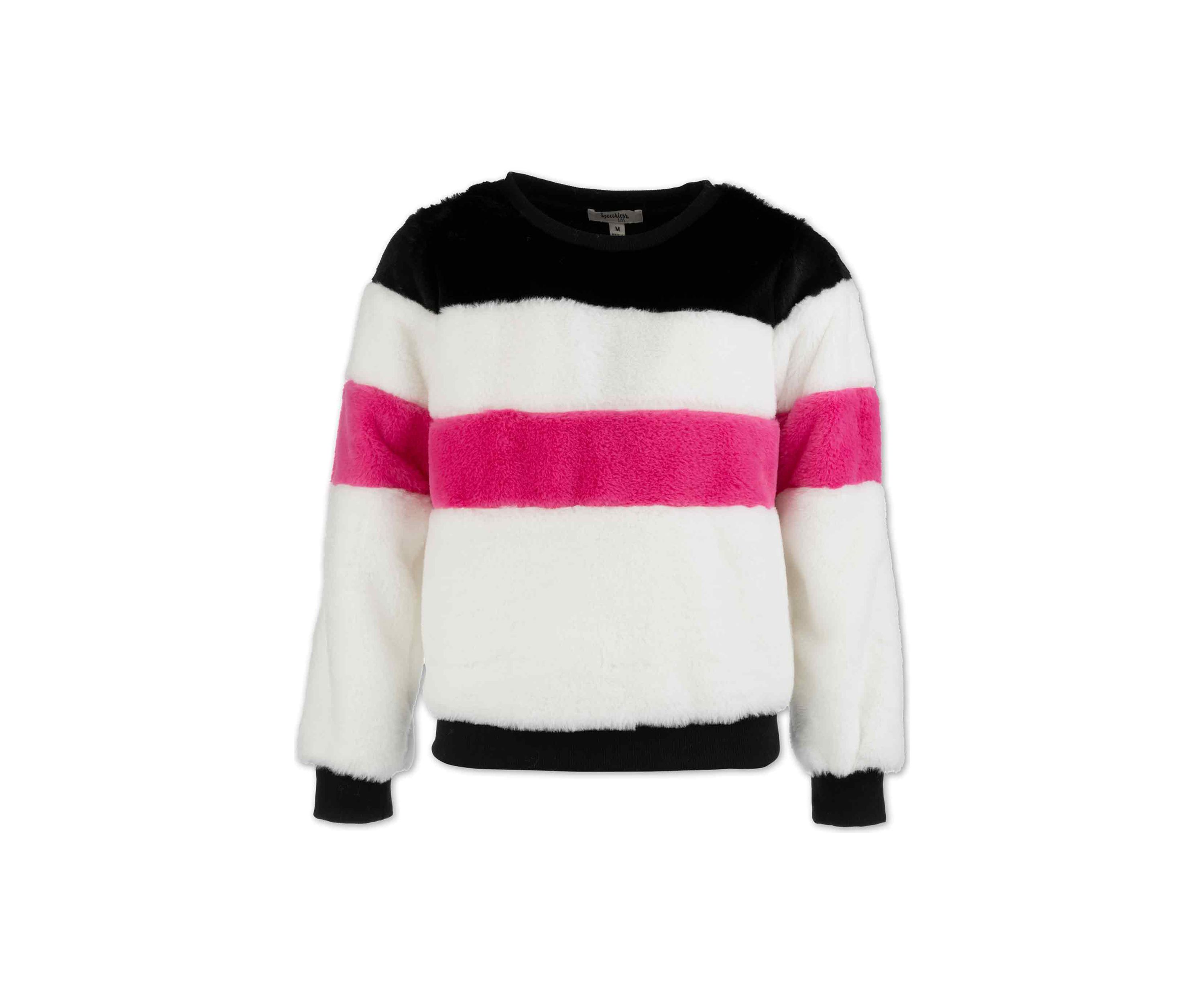 Girls 7-16 Color Blocked Fur Sweater