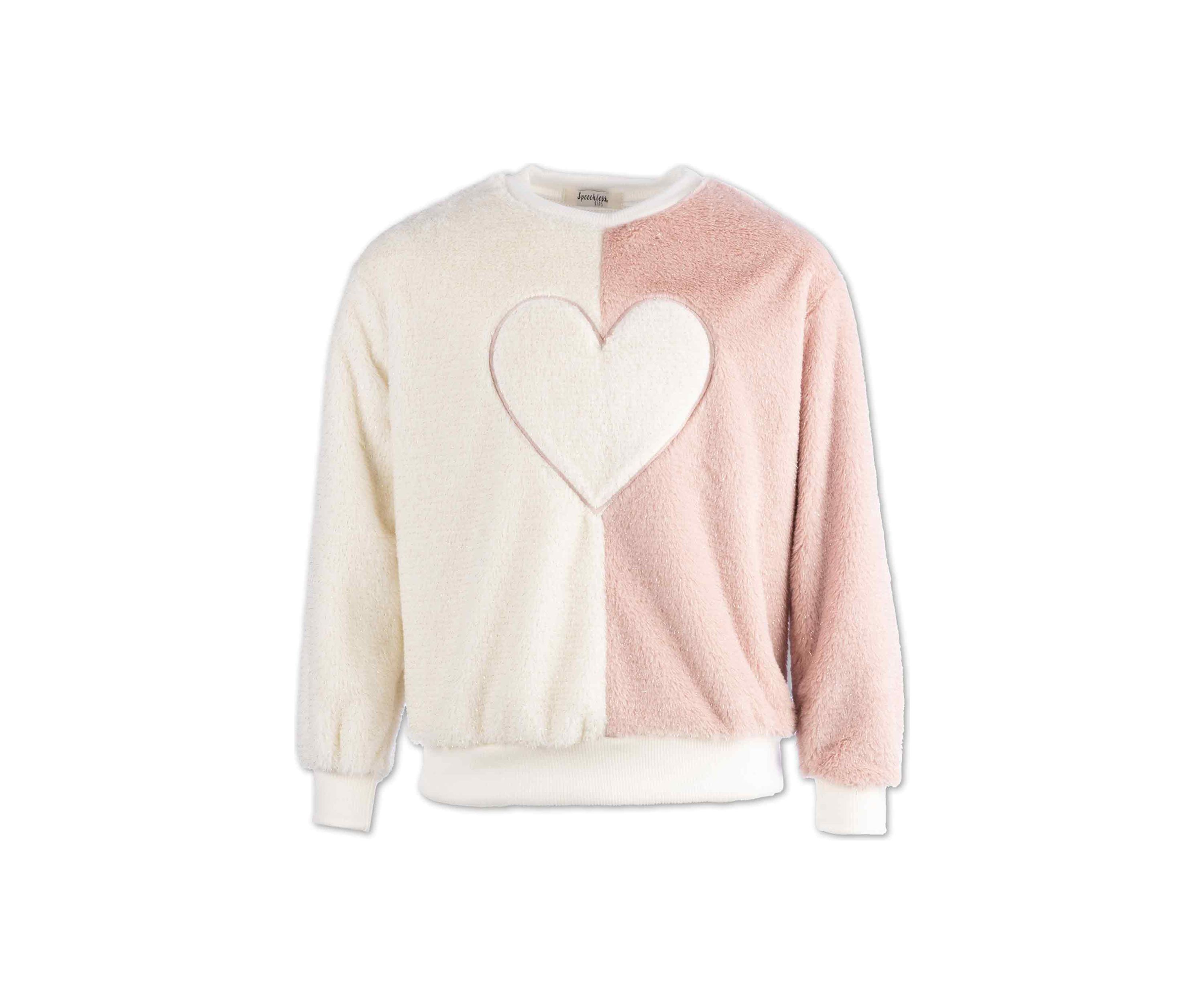 Girls 4-6x Heart Icon Fur Sweater