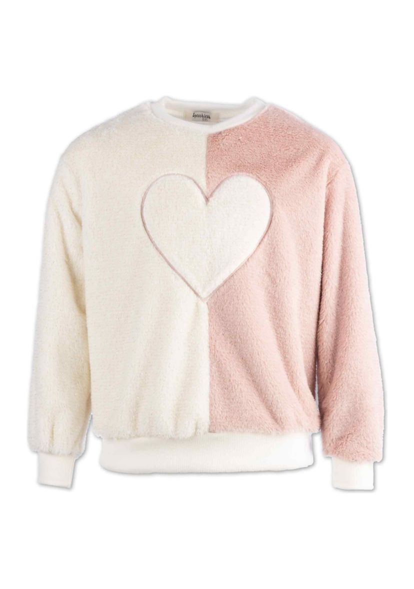 Girls 4-6x Heart Icon Fur Sweater
