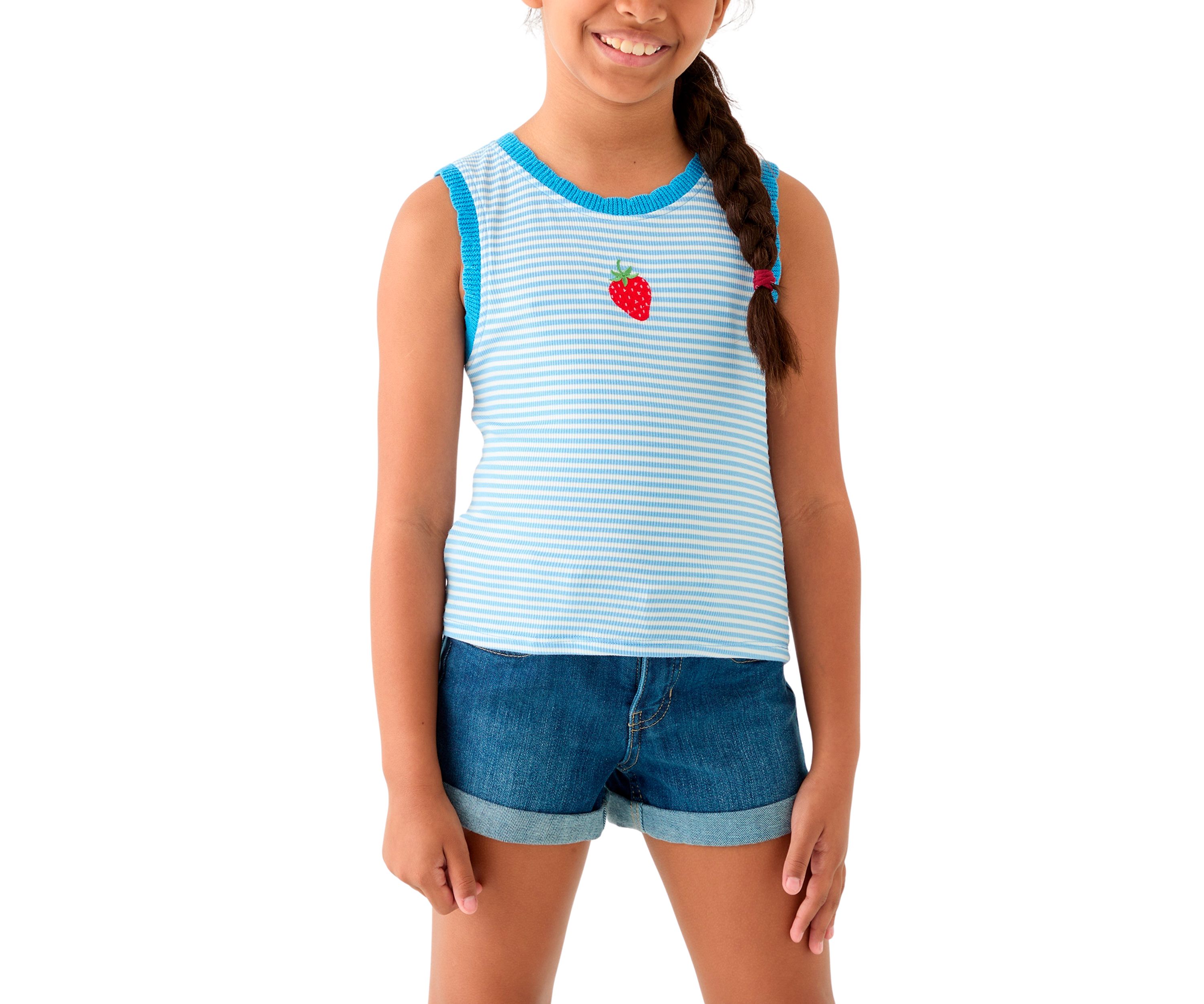 Girls 7-16 Striped Fruit Graphic Tank Top