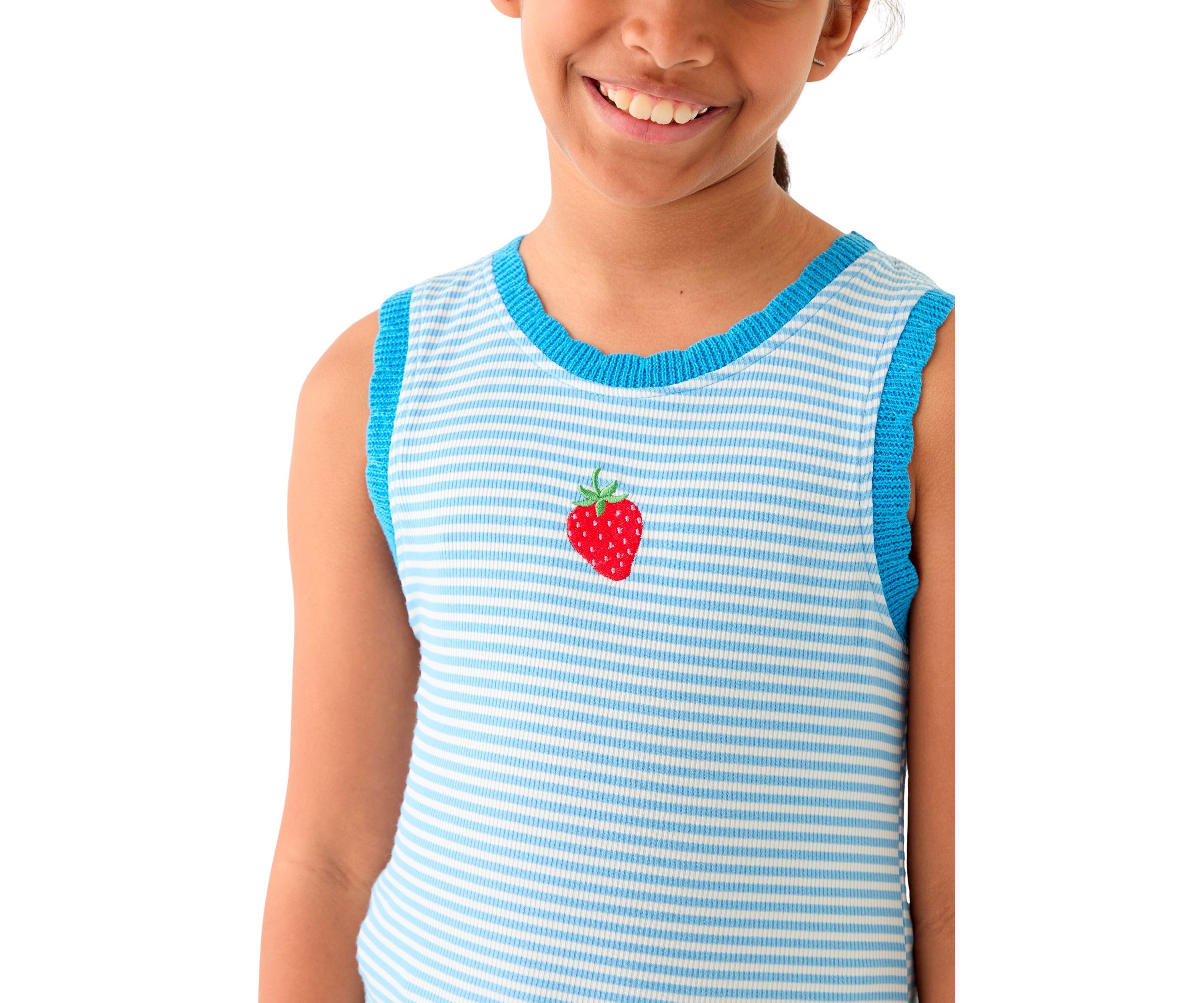 Girls 7-16 Striped Fruit Graphic Tank Top