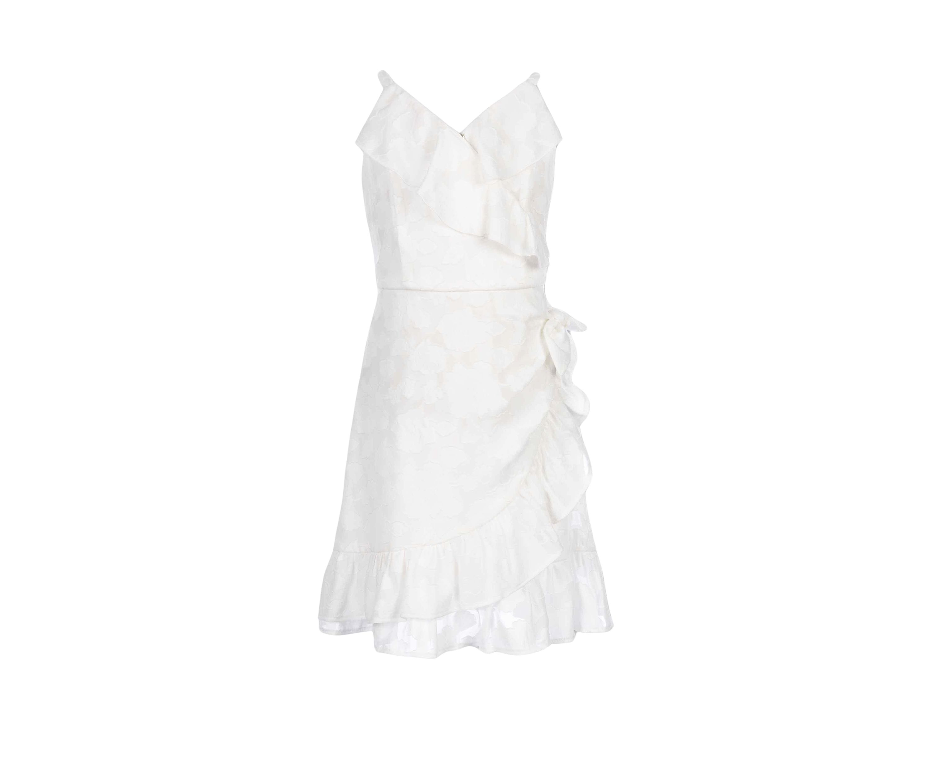 Girls 7-16 Faux Wrap Solid Burnout Side Tie Dress