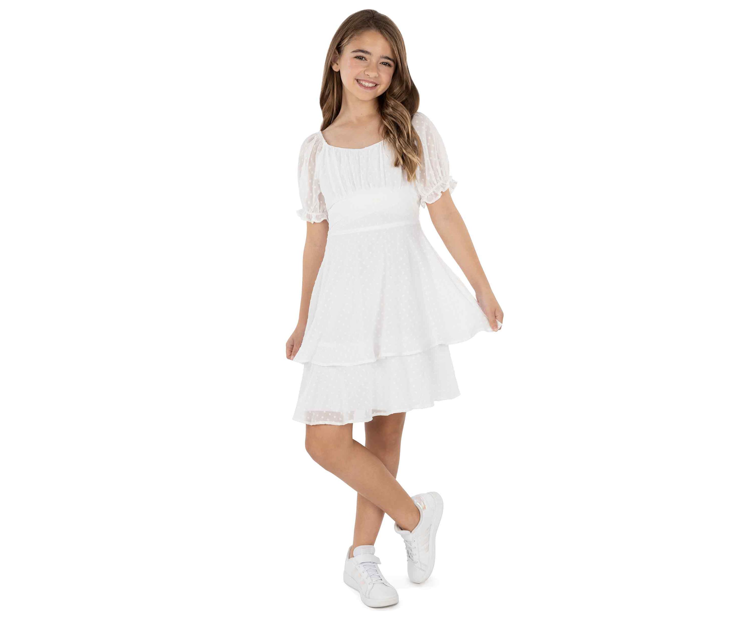 Girls 7-16 Tiered Chiffon Dress
