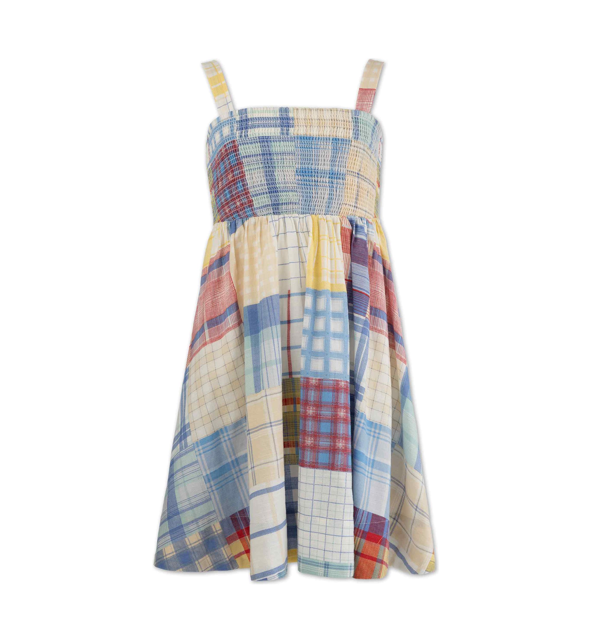 Girls 7-16 Patchwork Smocked Dress
