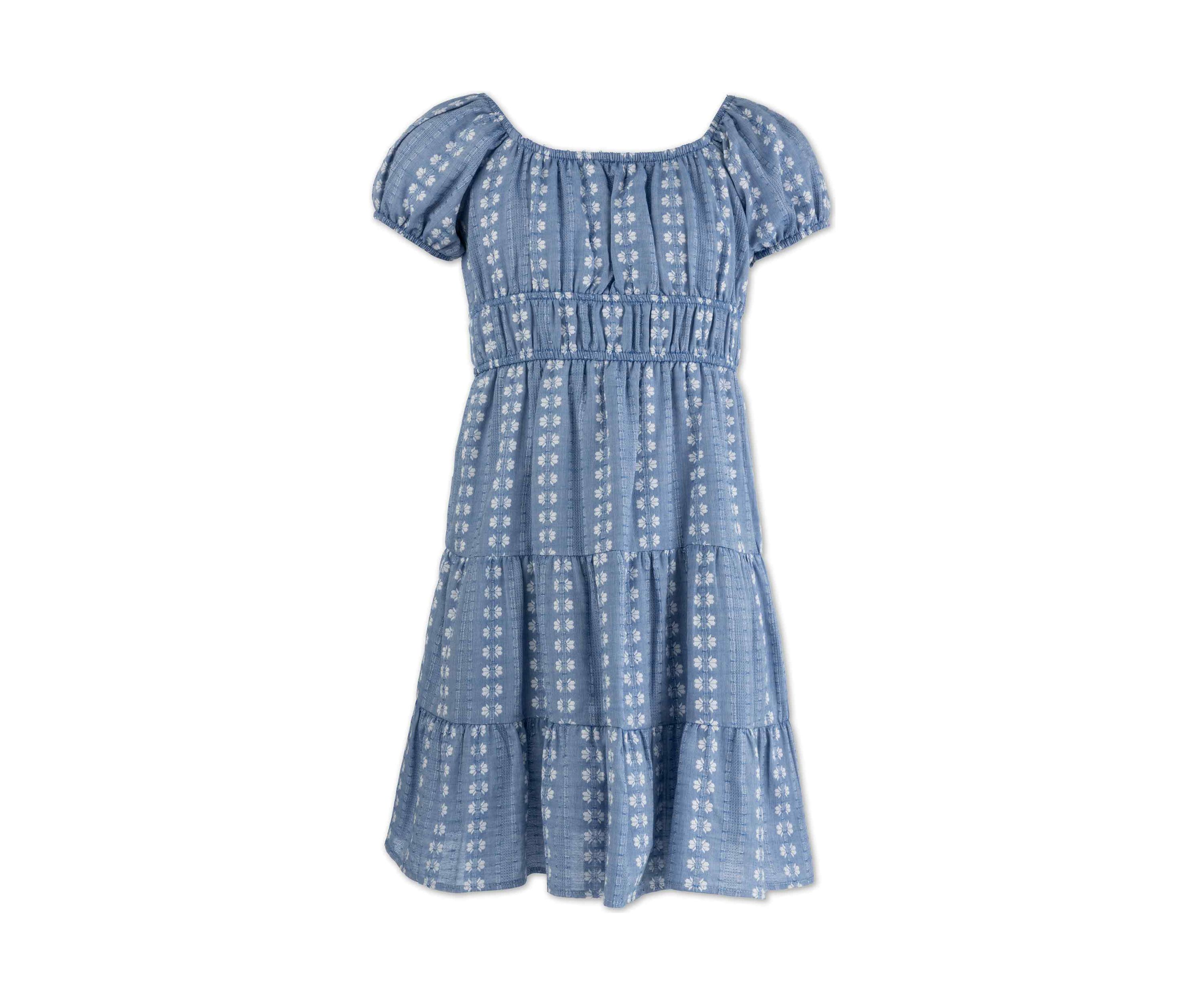 Girls 7-16 Embroidered Chambray Dress
