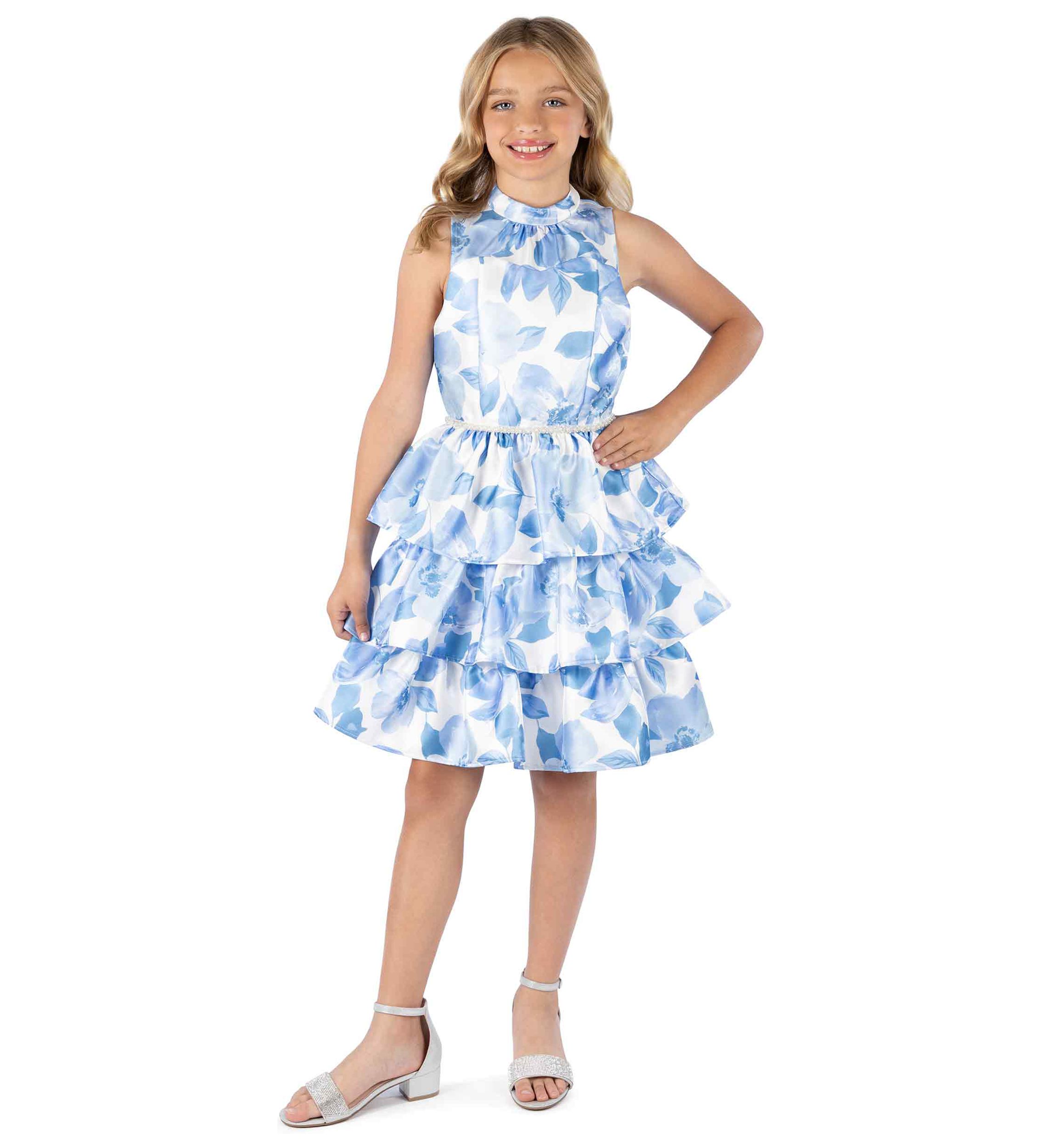 Girls 7-16 Floral Printed Tiered Dress