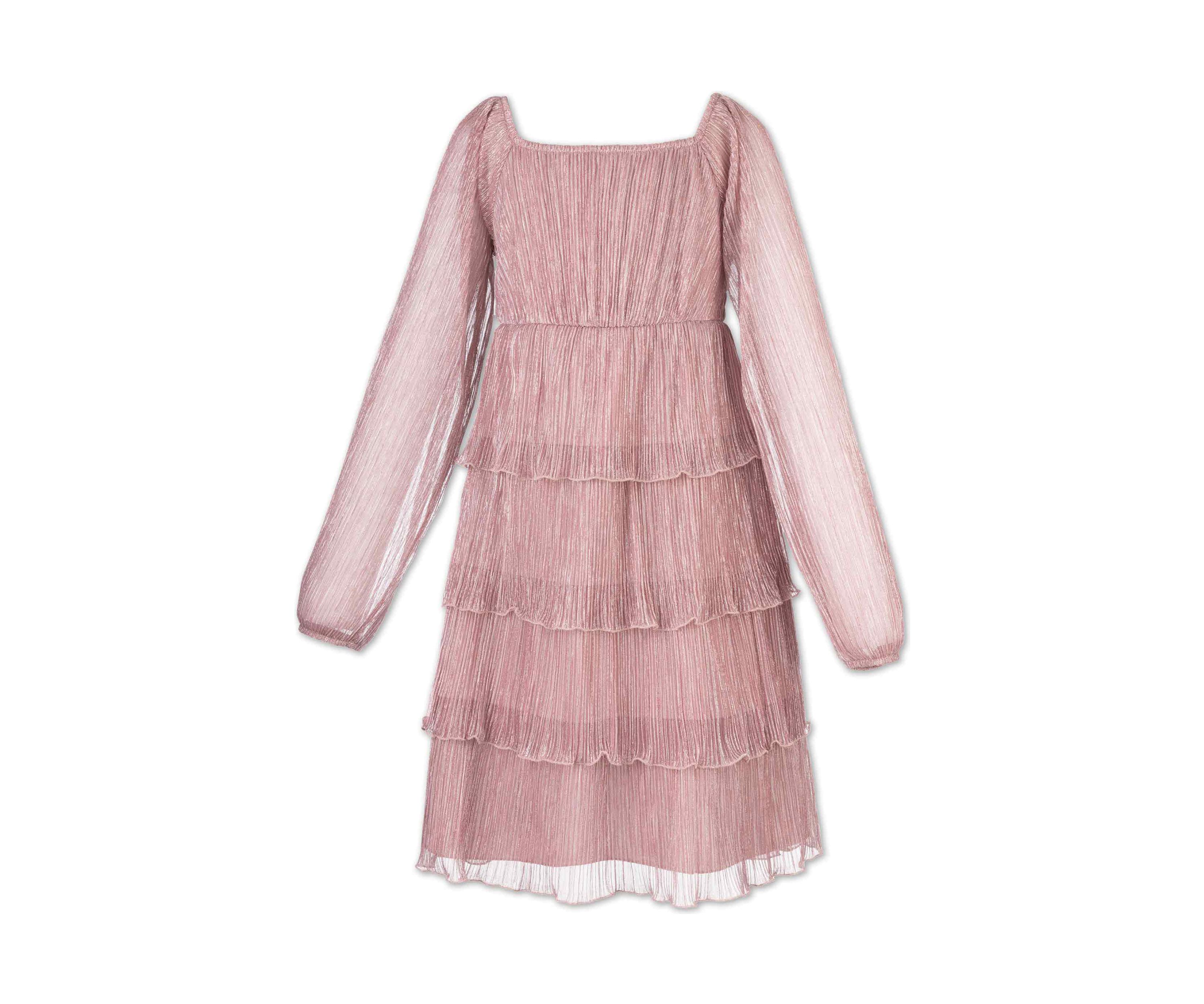 Girls 7-16 Plisse Ruffle 3 Tier Dress