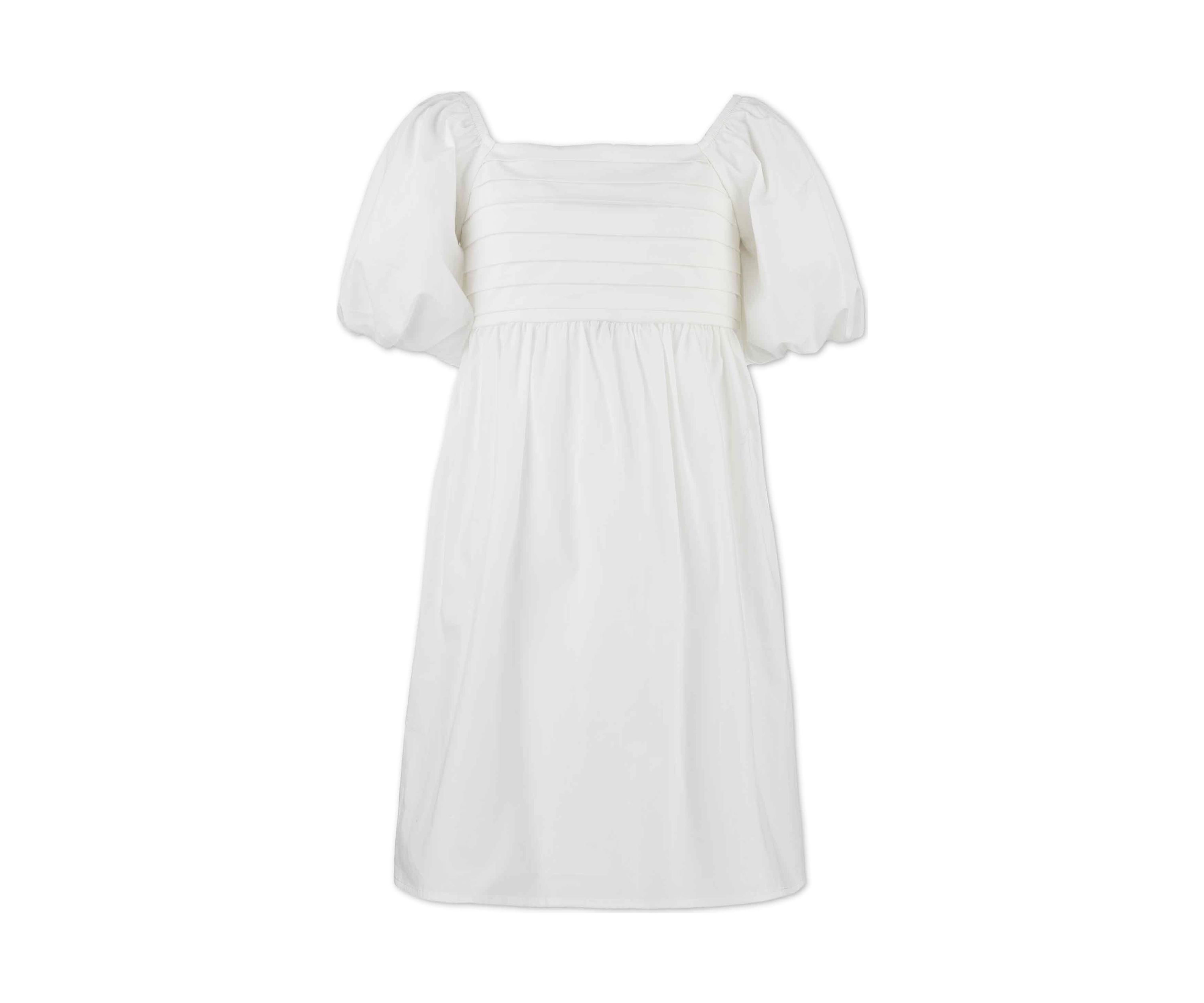 Girls 7-16 Pleat Front Puff Sleeve Dress