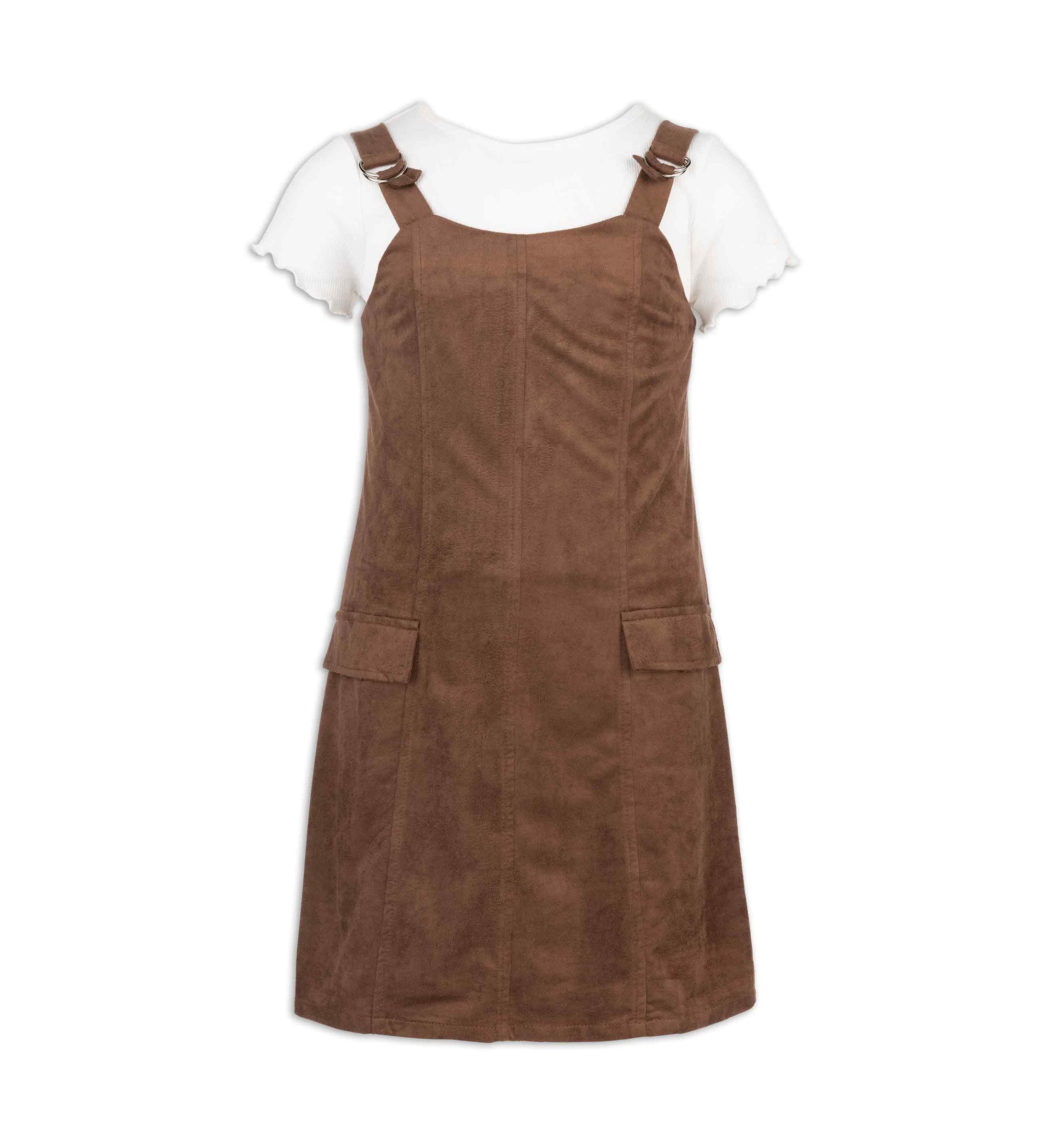 Girls 7-16 Suede Jumper Dress